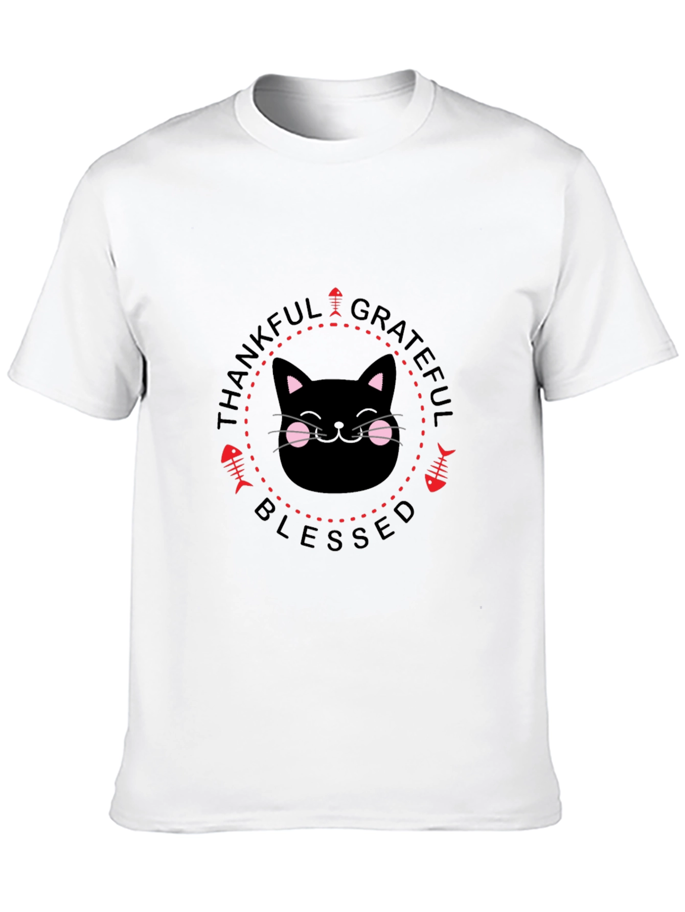 Black Thankful Grateful Blessed Cat T-Shirt view 10