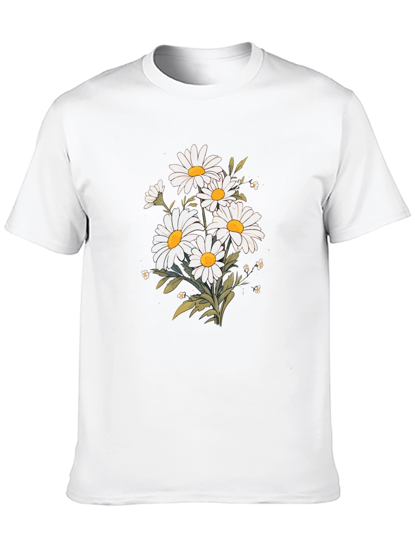 Black Daisy Flower Graphic T-Shirt - Black Cotton Tee view 10