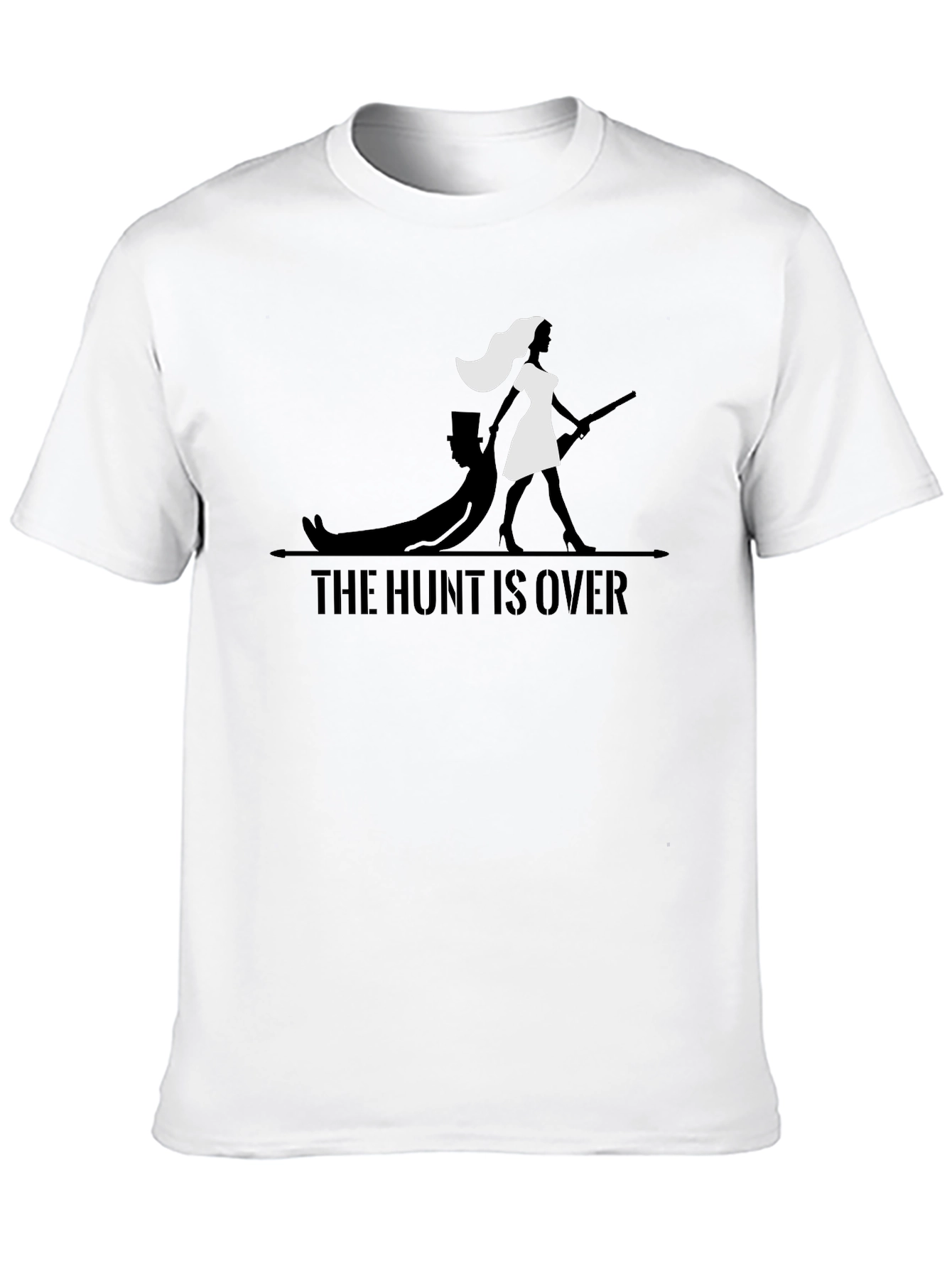 Black The Hunt Is Over T-Shirt - Funny Wedding Tee view 10