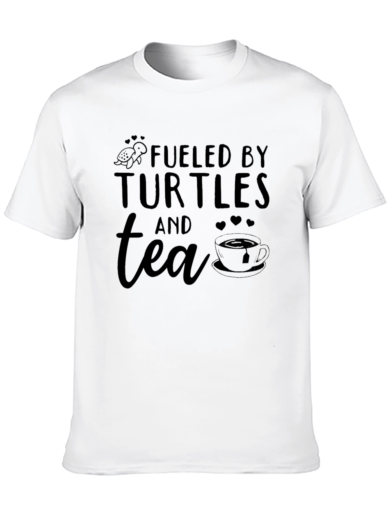 Black Fueled By Turtles and Tea Graphic T-Shirt view 10
