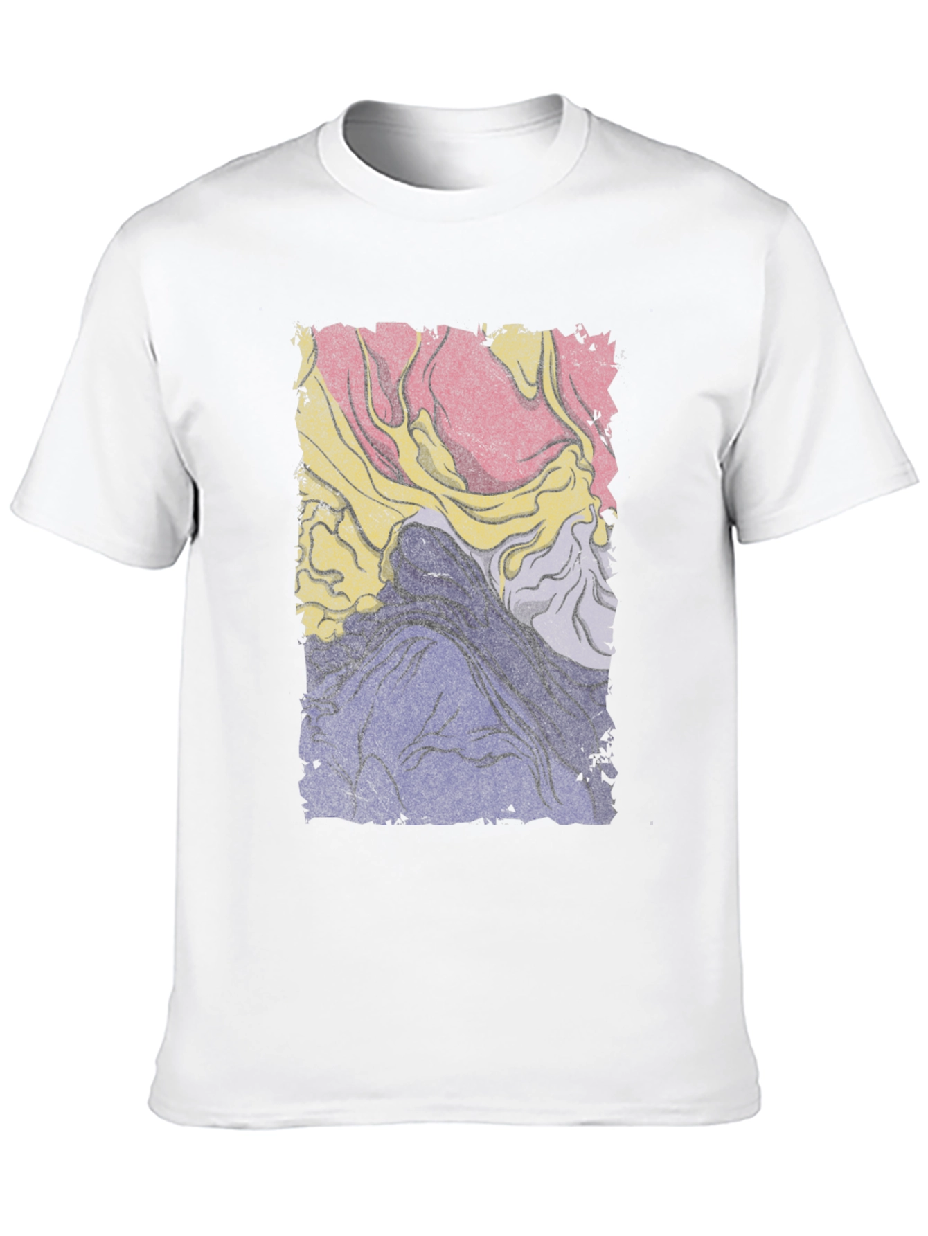 Black Retro Abstract Graphic Tee - Black Cotton Blend view 10