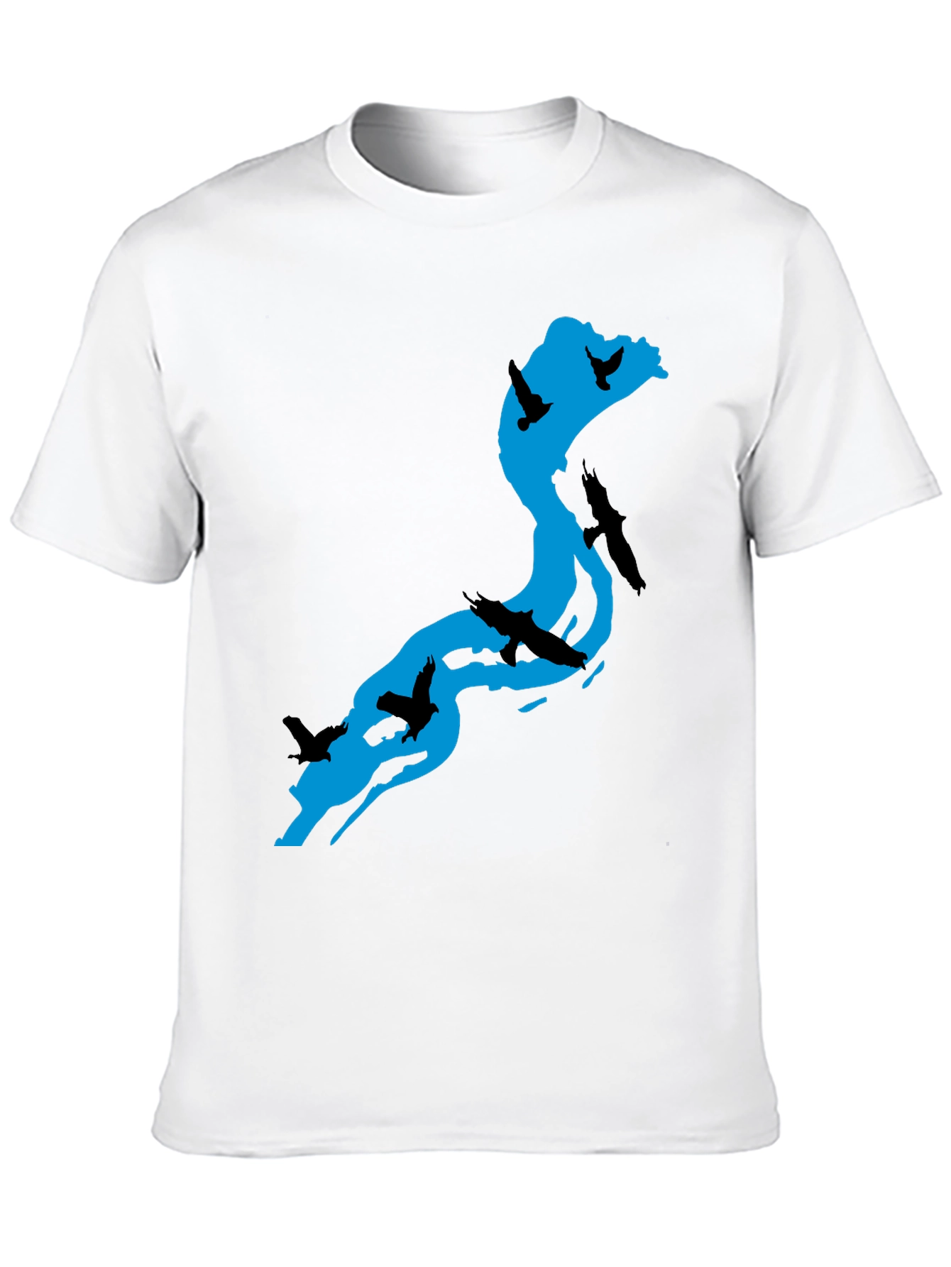 Black River Birds Graphic T-Shirt - Black Cotton Tee view 10