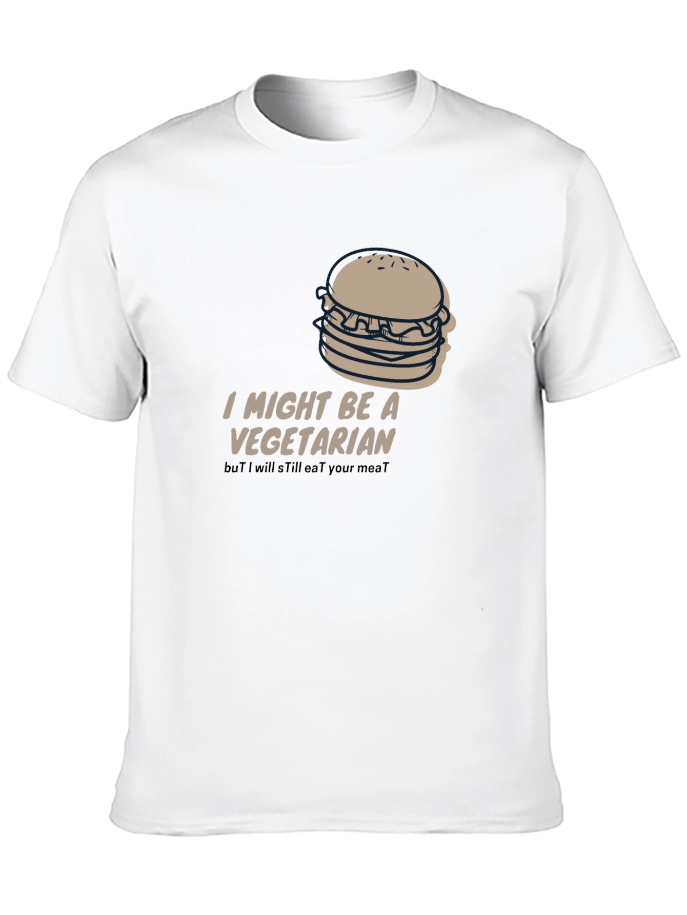 Black Vegetarian Humor Tee - Burger Design, Soft Fabric view 10
