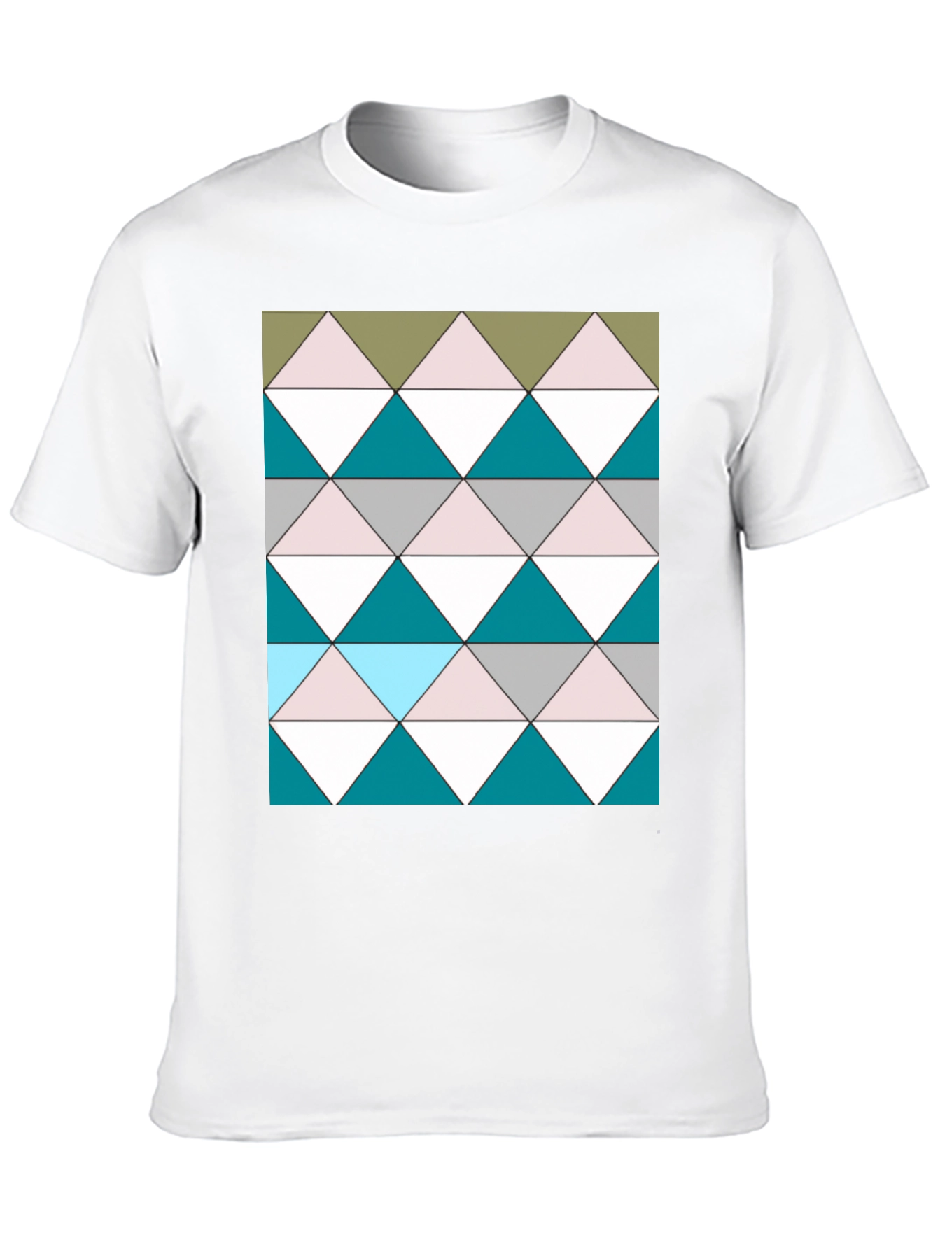 Black Geometric Triangle Pattern Black T-Shirt view 10