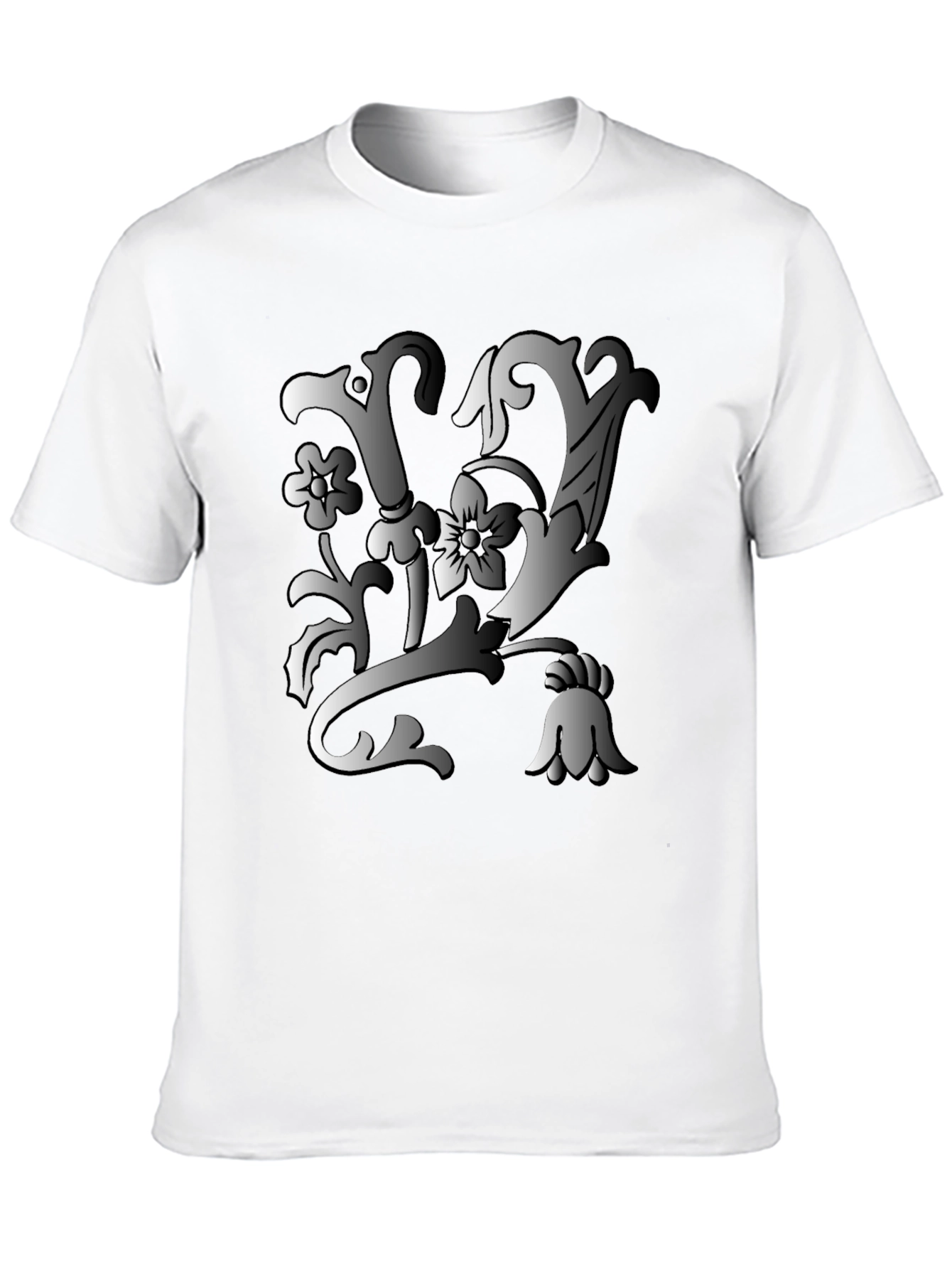 Black Floral Letter Tee - Black view 10