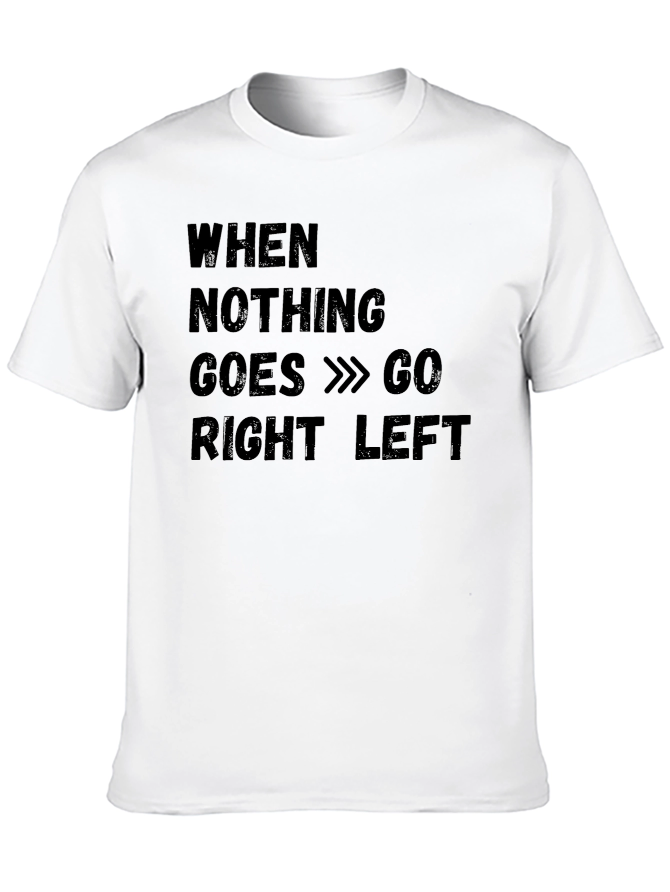 Black Funny "Go Right Left" Black Cotton T-Shirt view 10