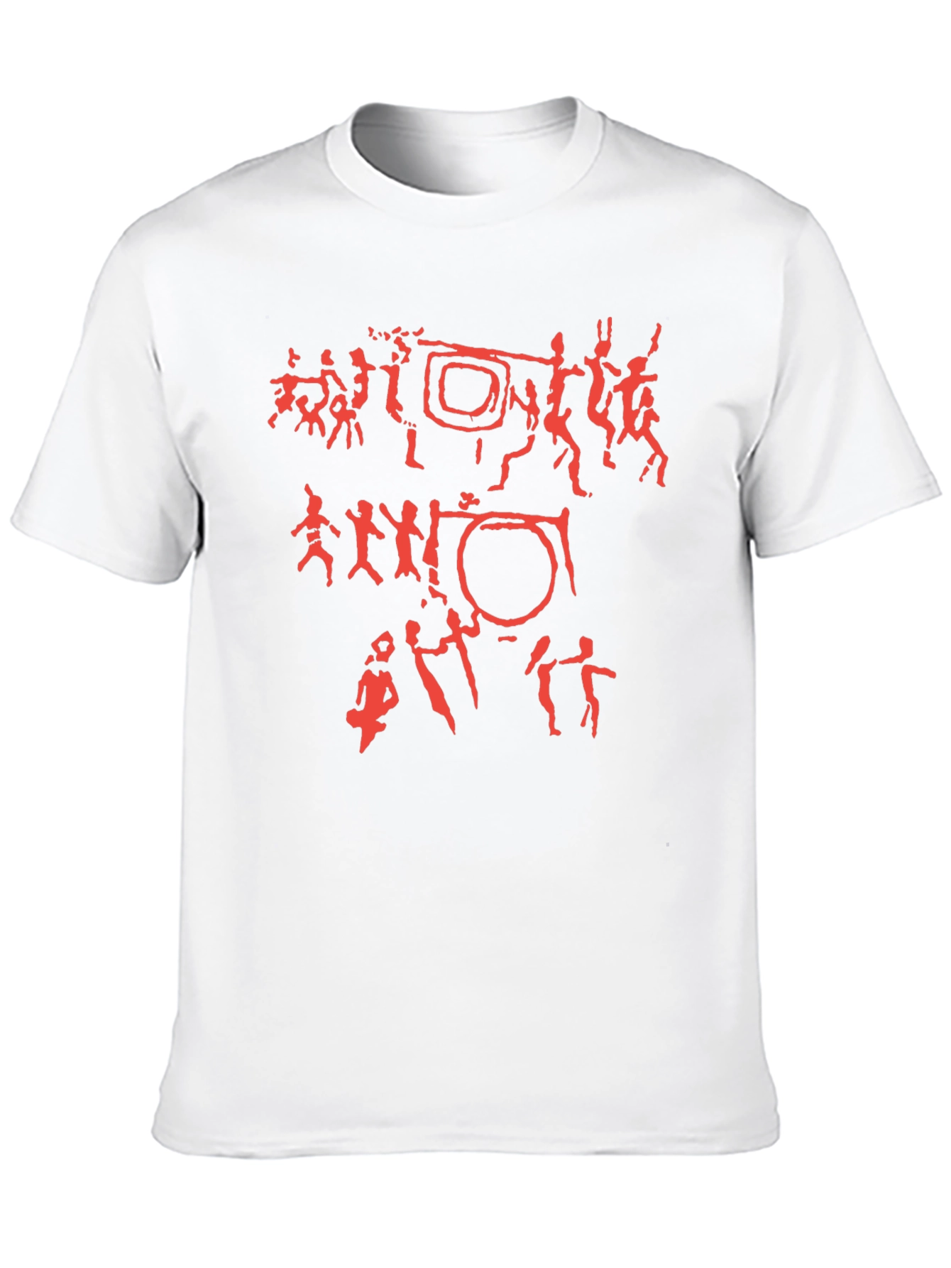 Black Red Pictogram Print Black Crew Neck T-Shirt view 10