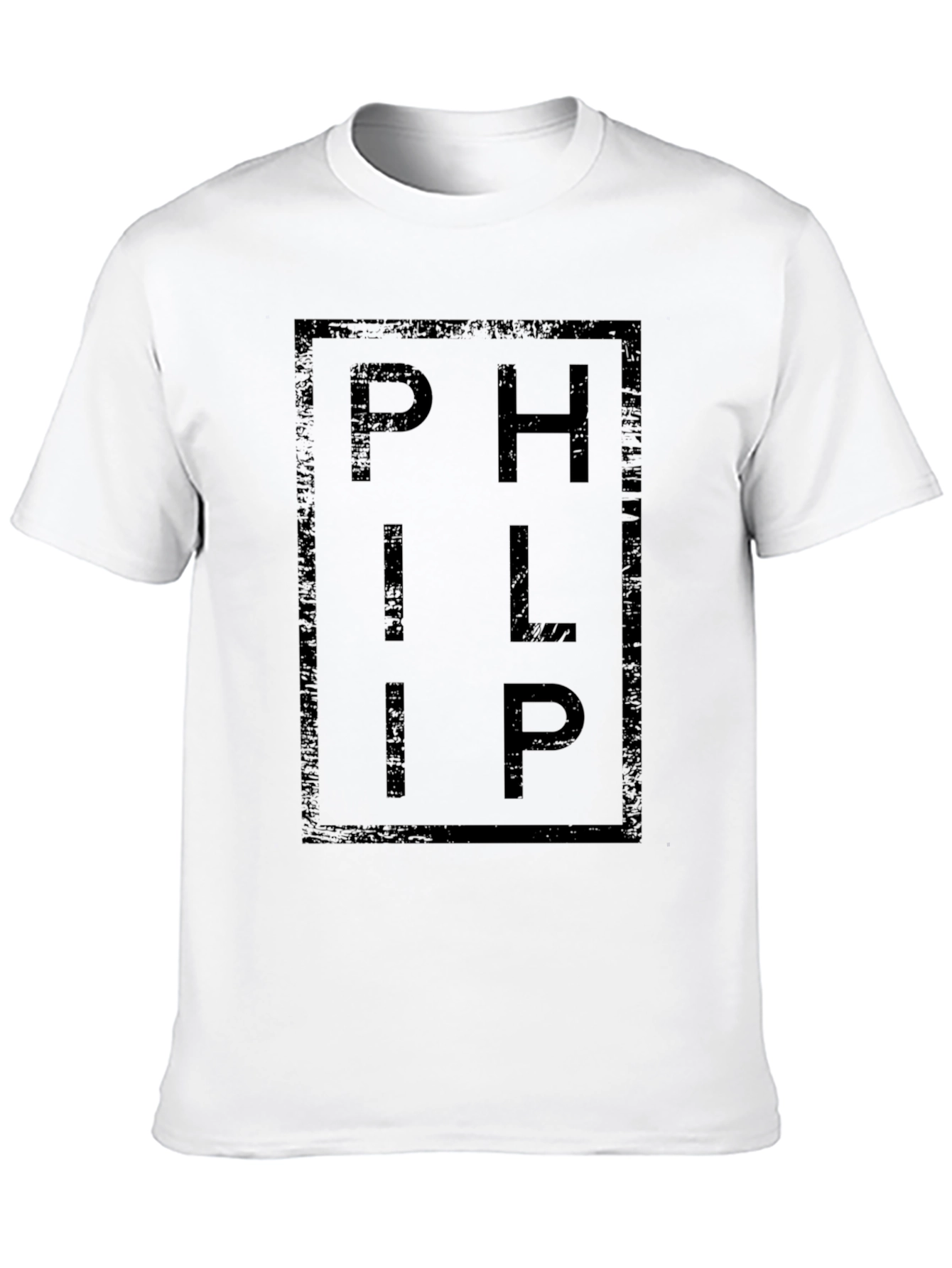 Black PHILIP Graphic Print Crew Neck T-Shirt view 10