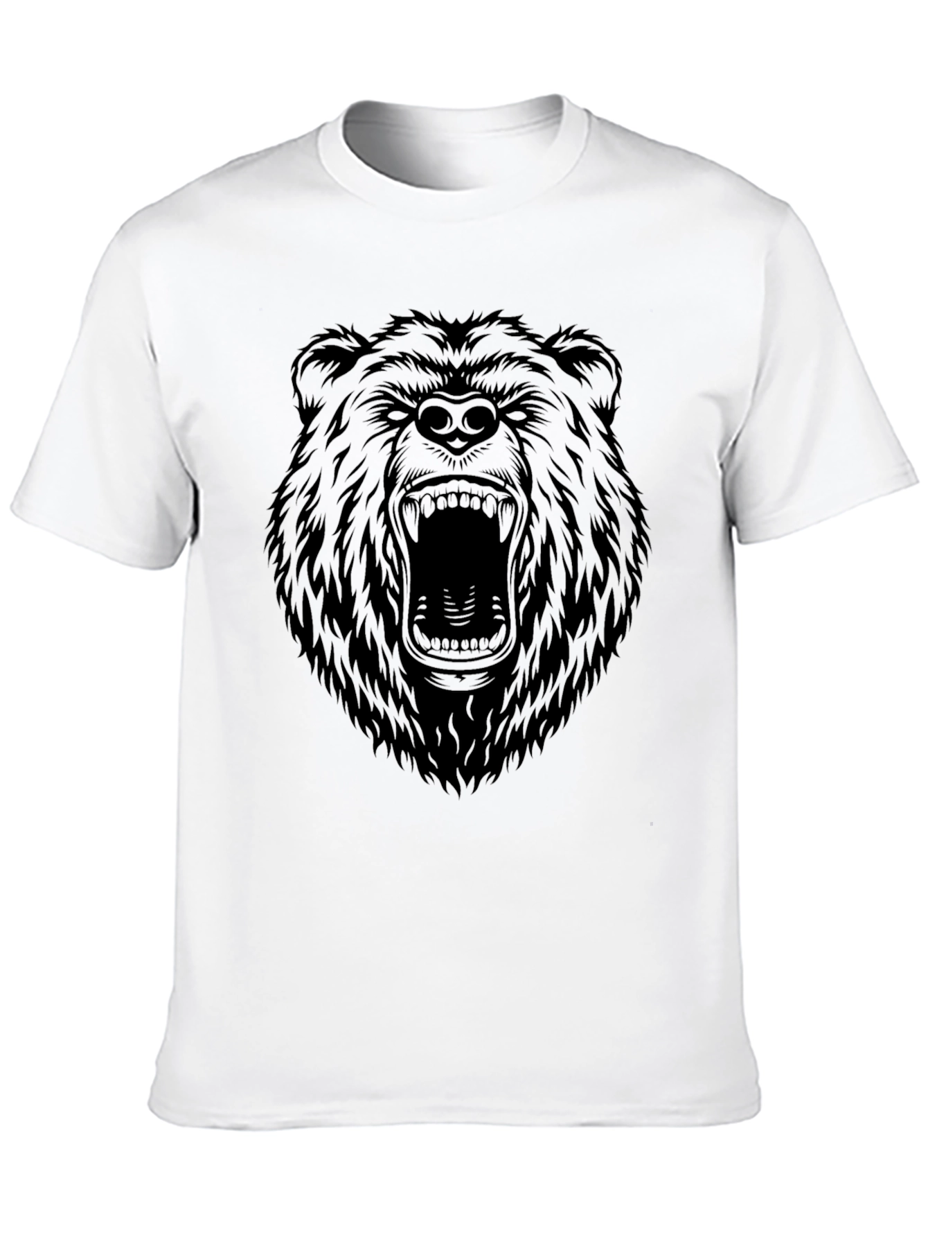 Black Men's Black T-Shirt with Roaring Bear Graphic view 10