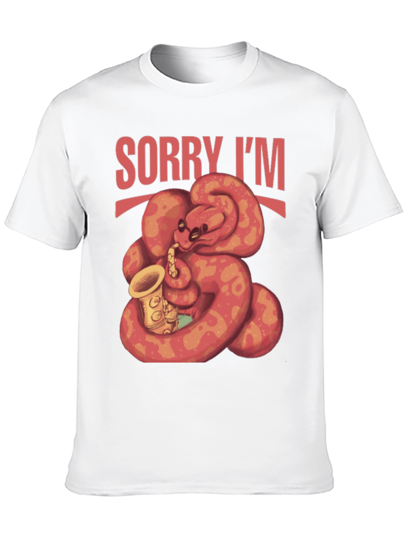 Black Sorry I'm Late Snake Saxophone T-Shirt view 10