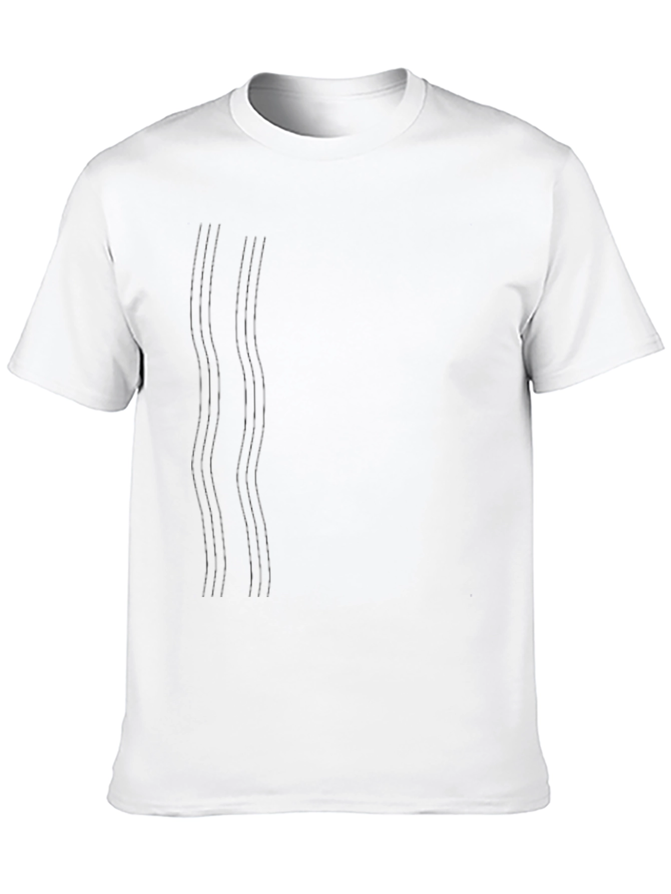 Black Men's Black Crew Neck T-Shirt with Subtle Line Design view 10