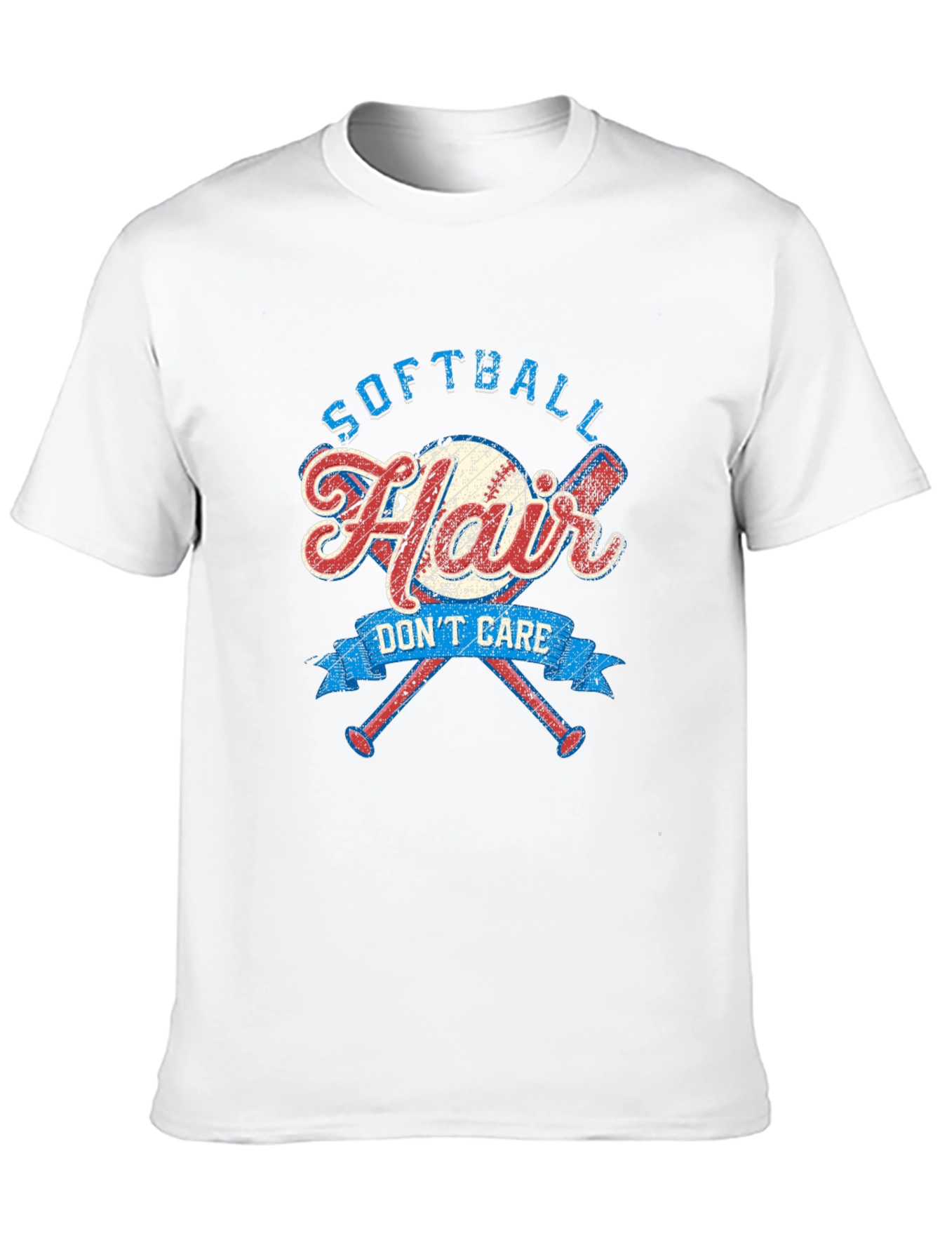 Black Softball Hair Don't Care Graphic Tee view 10