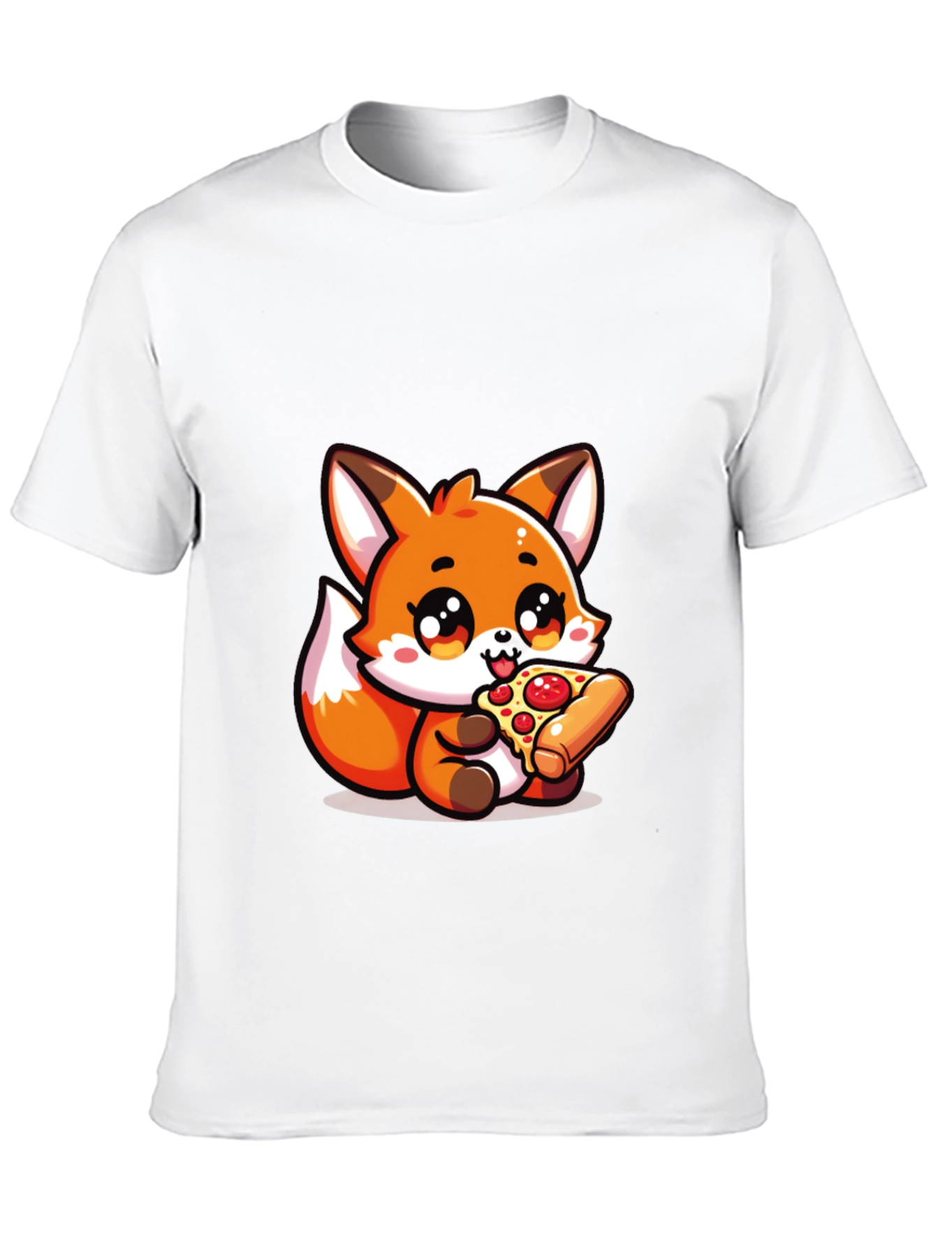 Black Cute Fox Pizza Lover Black T-Shirt view 10