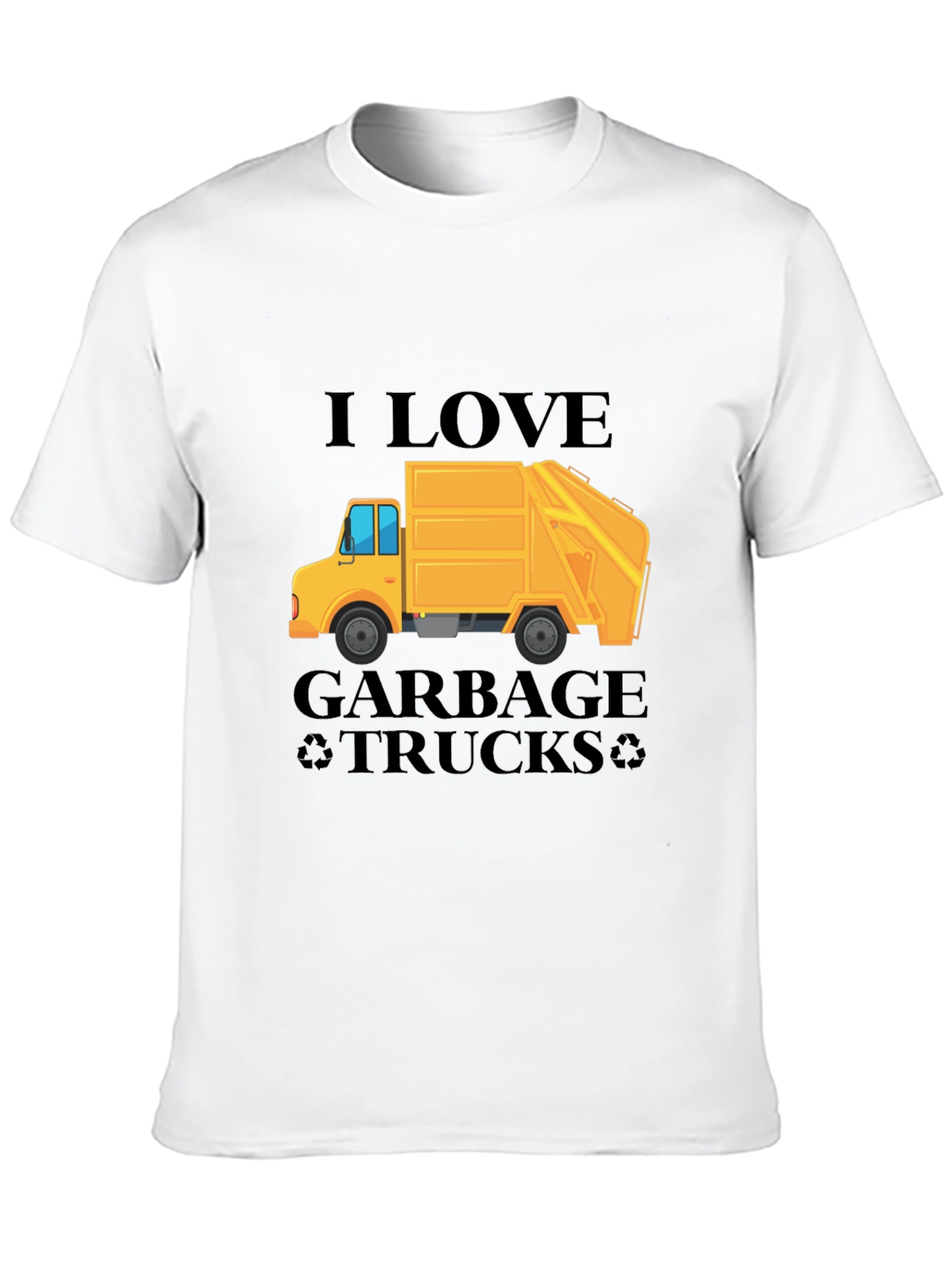 Black I Love Garbage Trucks T-Shirt - Black Crew Neck Tee view 10
