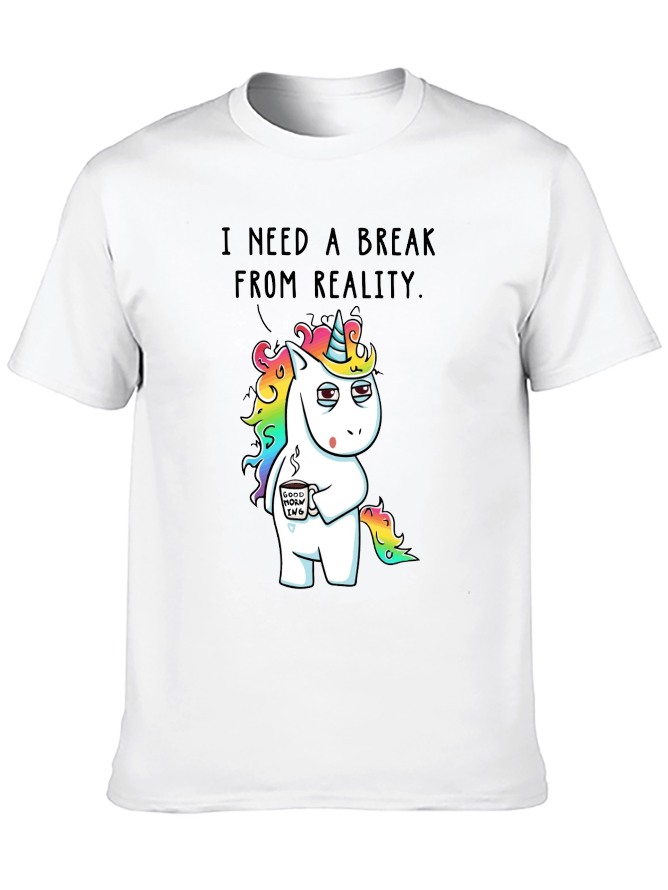 Black Funny Unicorn 'Break From Reality' Graphic T-Shirt view 10