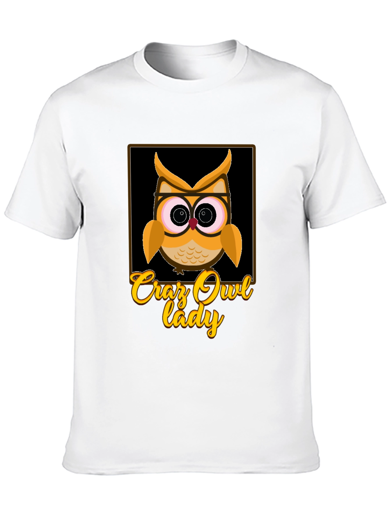 Black Crazy Owl Lady Graphic T-Shirt view 10
