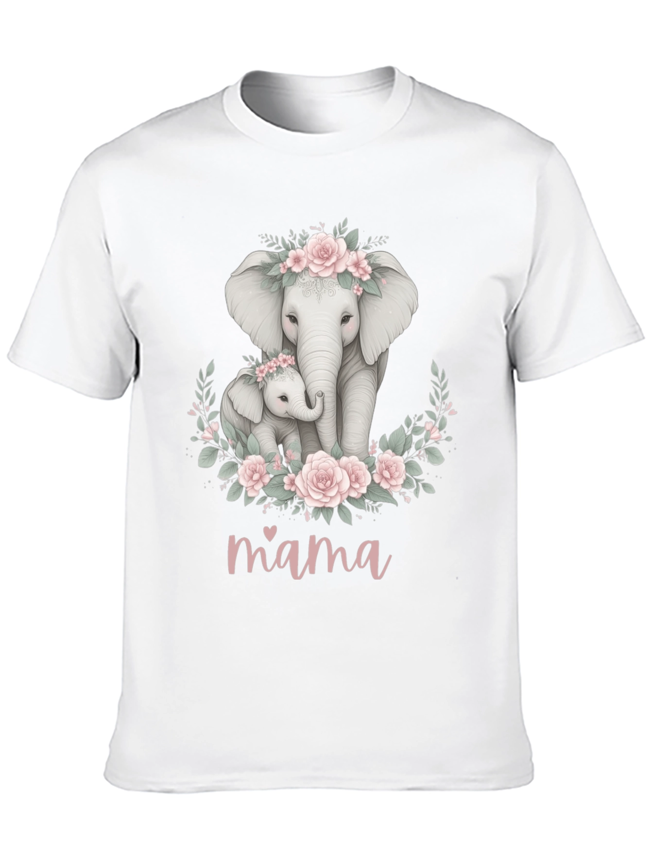 Black Mama Elephant Floral T-Shirt - Adorable Mom Gift view 10