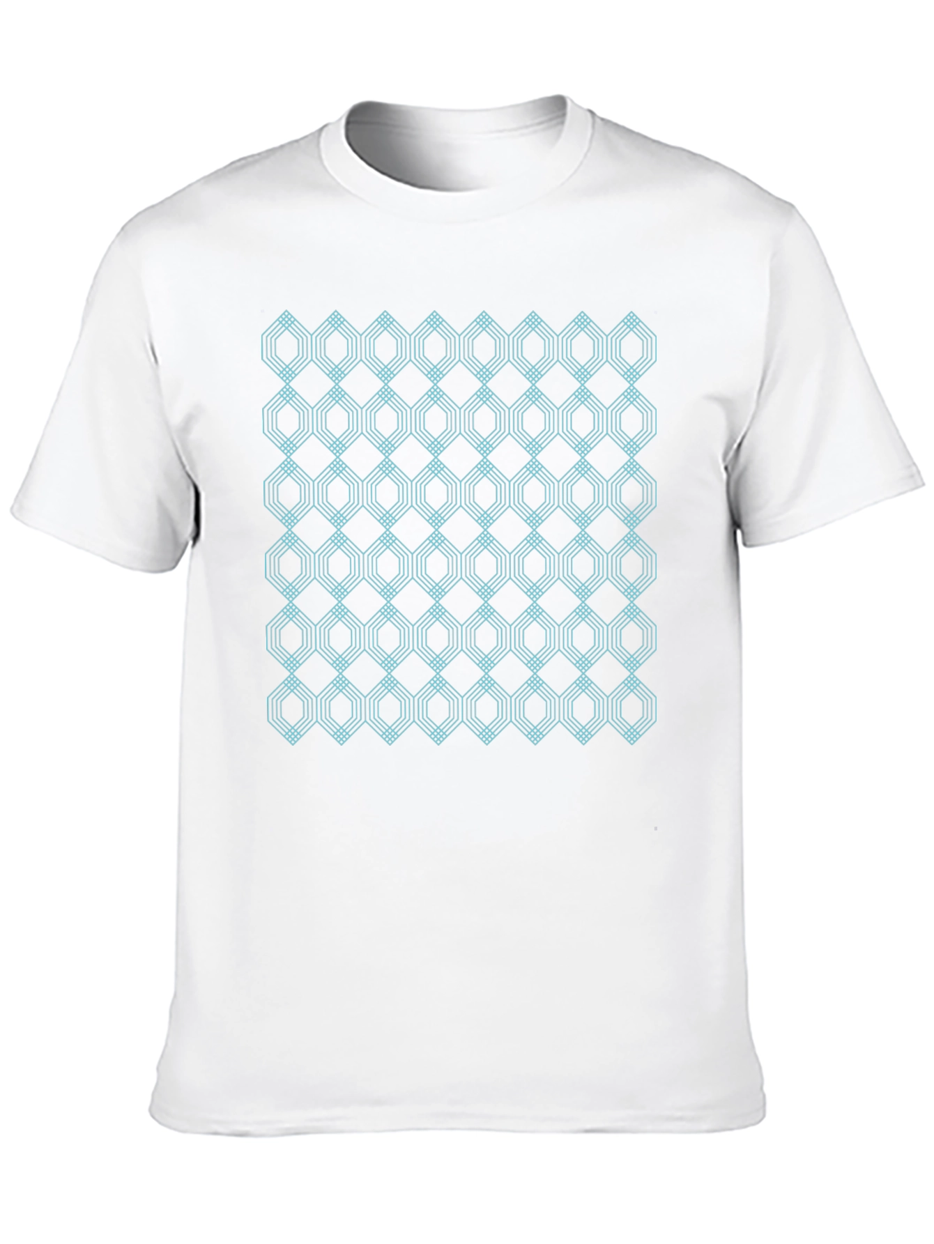Black Geometric Hexagon Pattern Black T-Shirt view 10