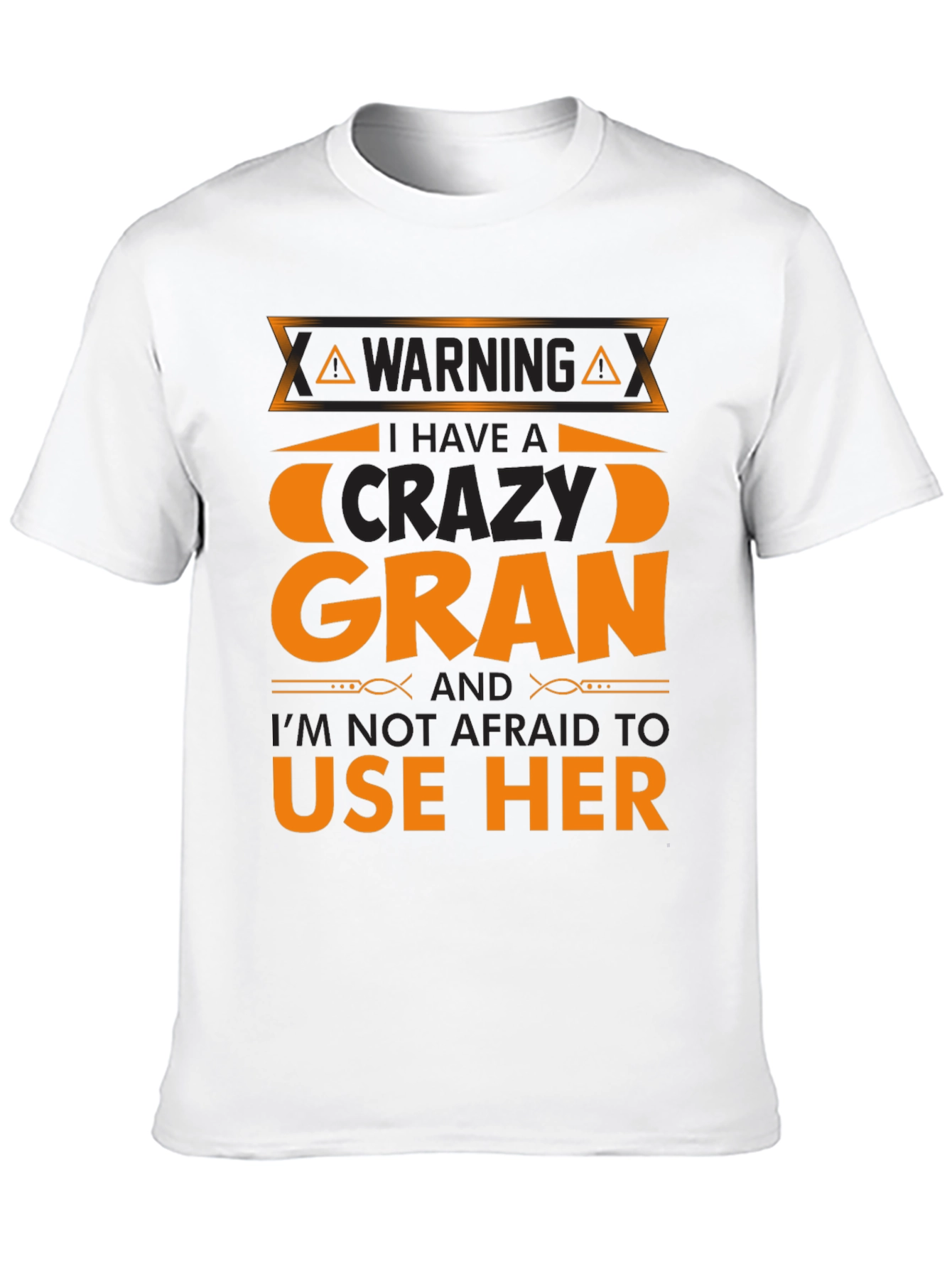 Black Warning Crazy Gran T-Shirt Novelty Graphic Tee view 10