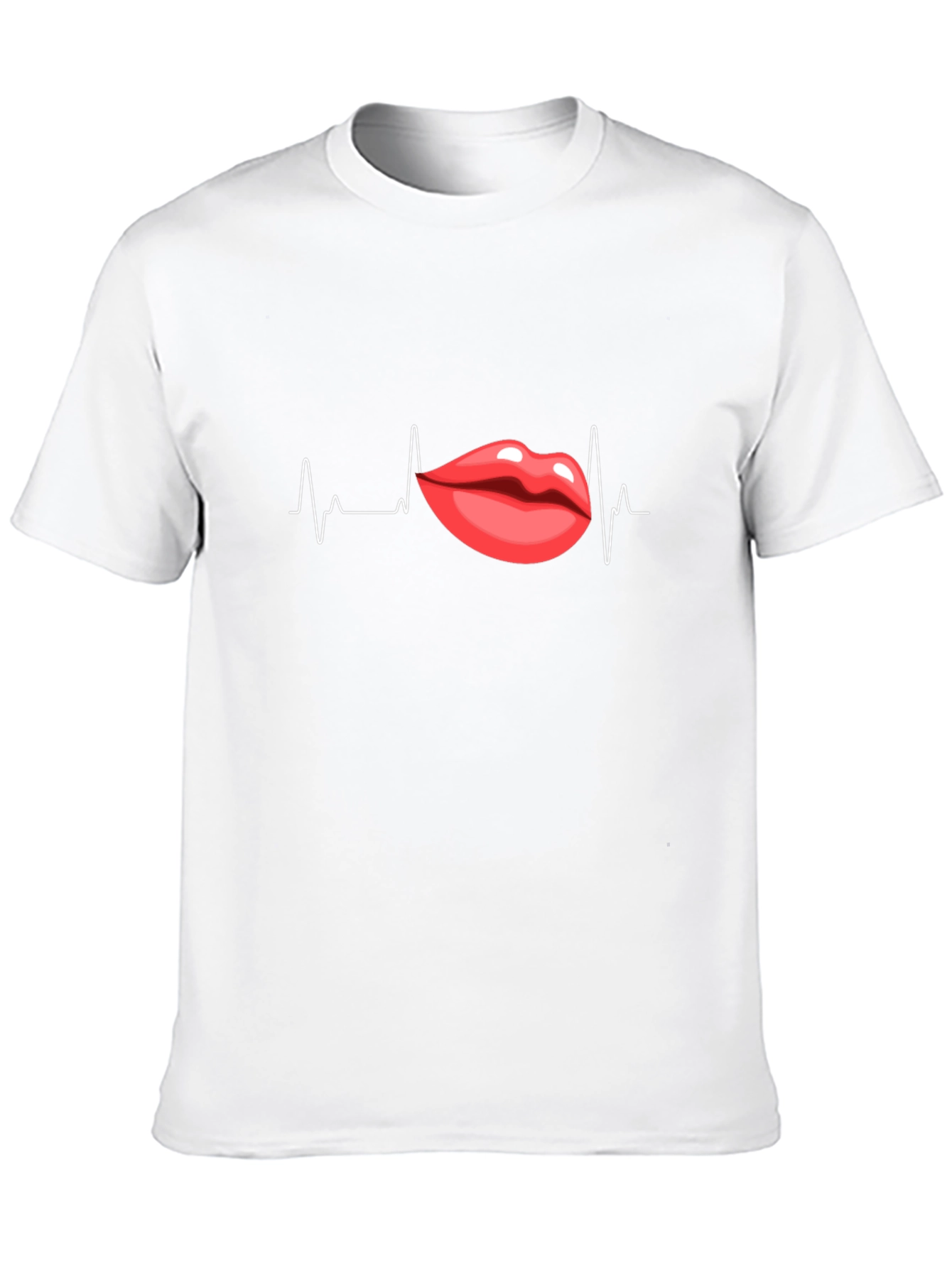 Black Heartbeat Lips Graphic Black T-Shirt view 10