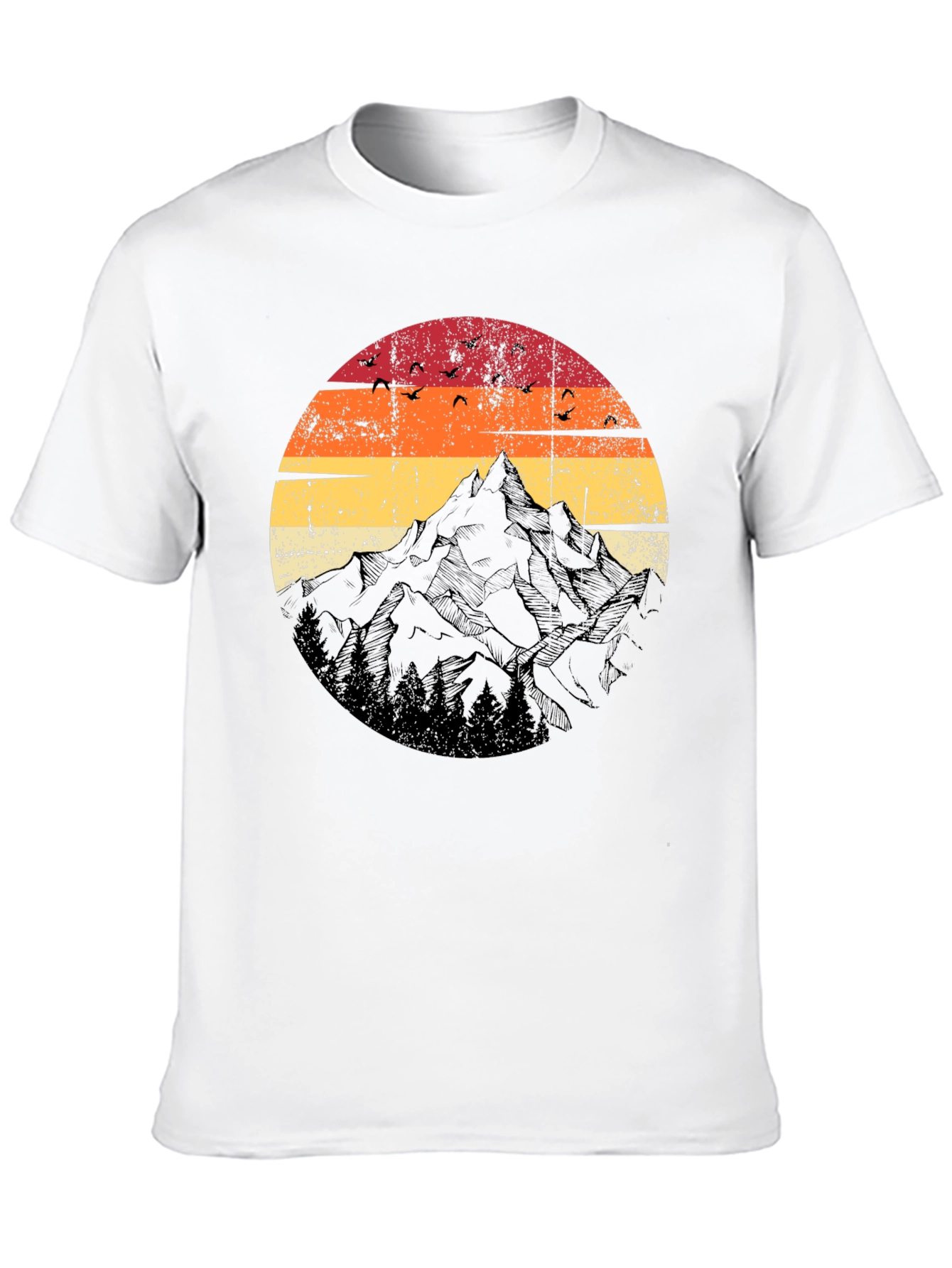 Black Retro Mountain Sunset T-Shirt - Black view 10