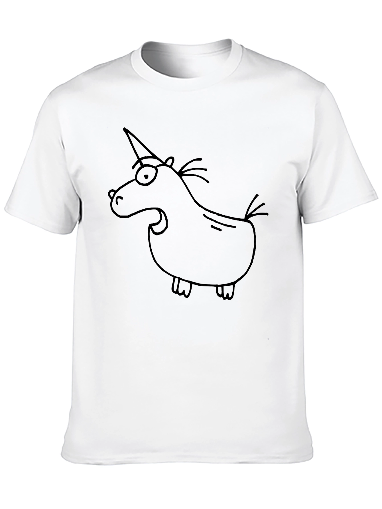 Black Funny Cartoon Unicorn Black T-Shirt view 10
