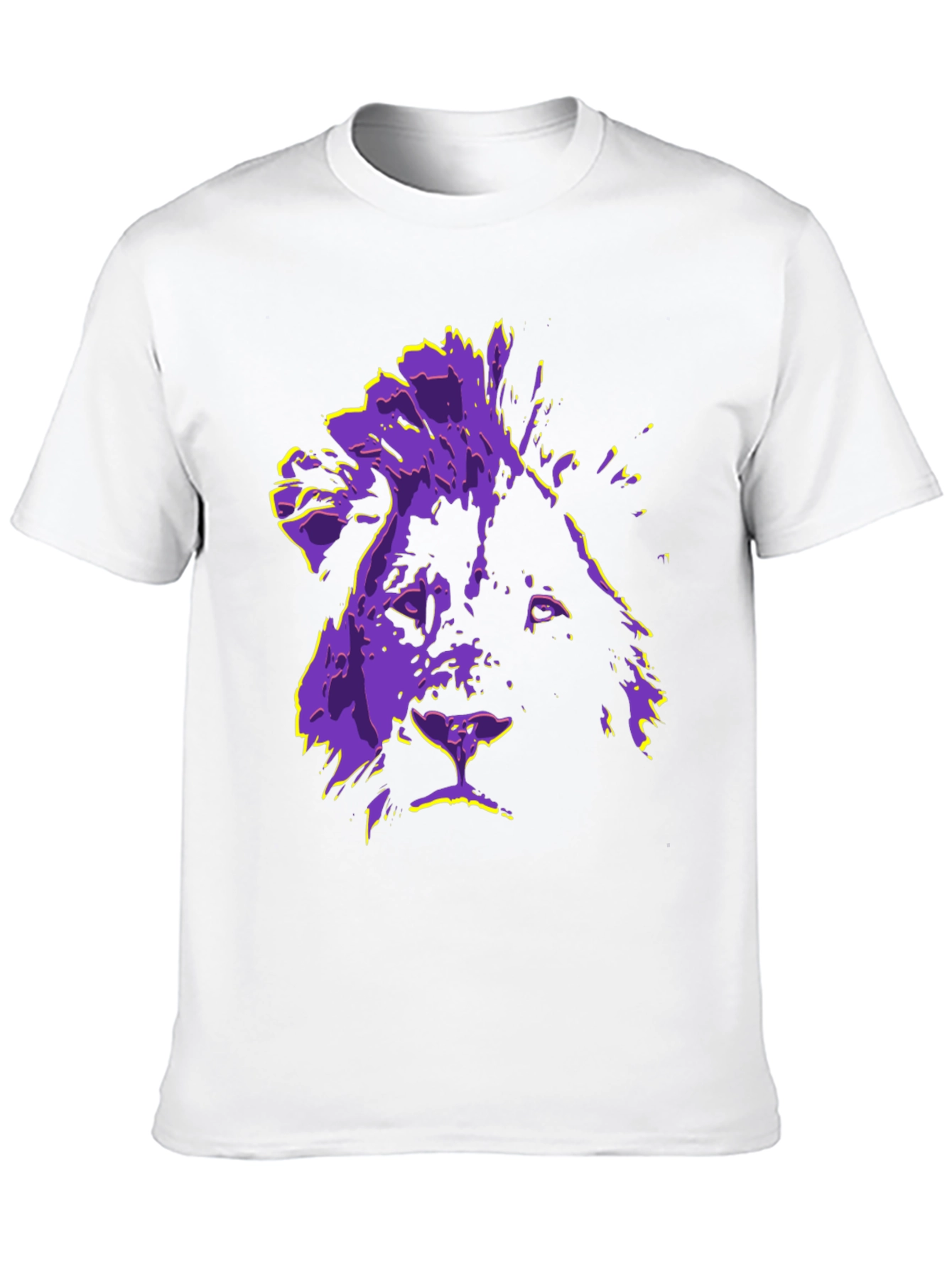 Black Lion Graphic Tee - Purple & Yellow Print T-Shirt view 10