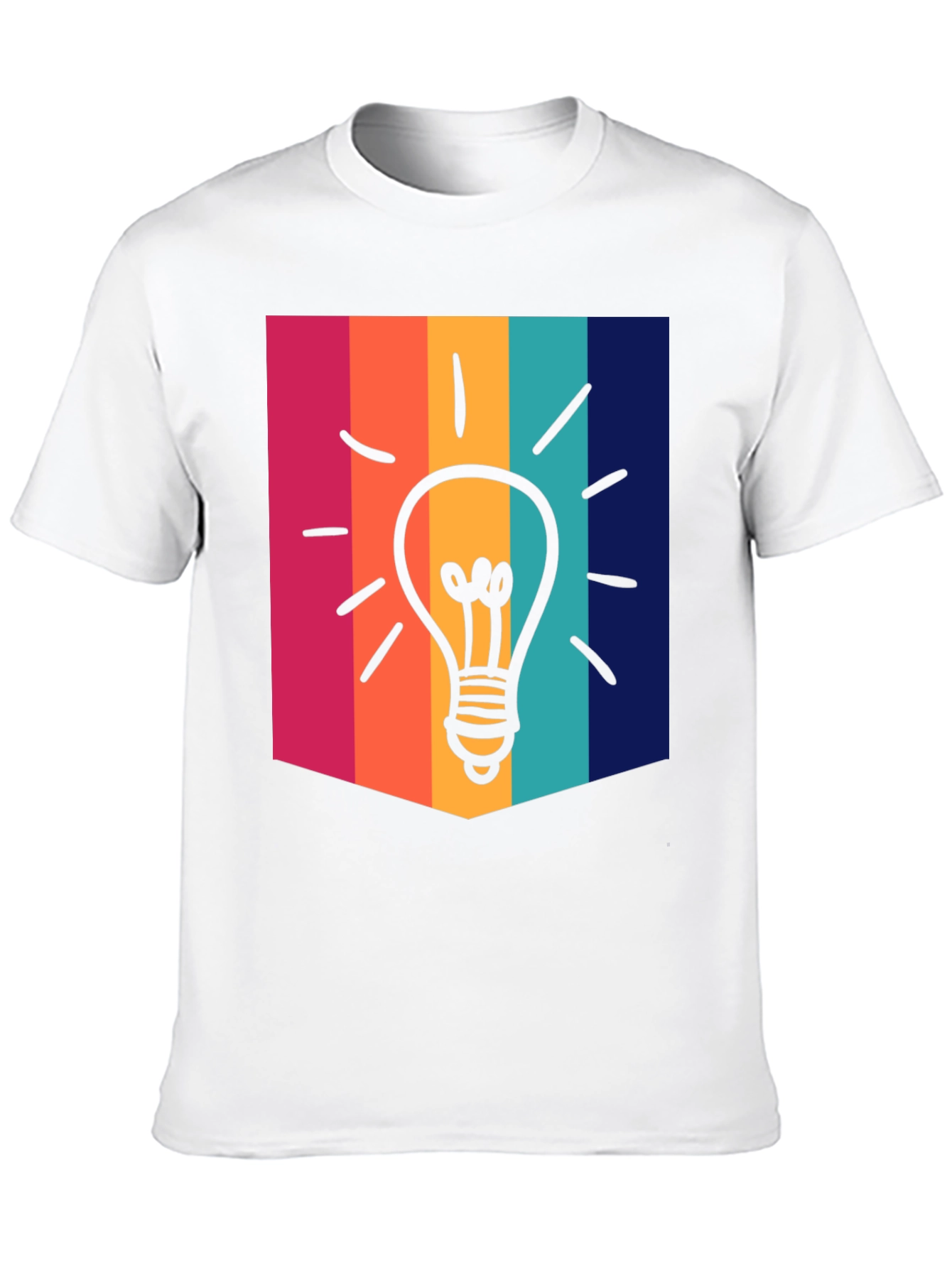 Black Creative Idea Bulb Colorful Stripe T-Shirt view 10