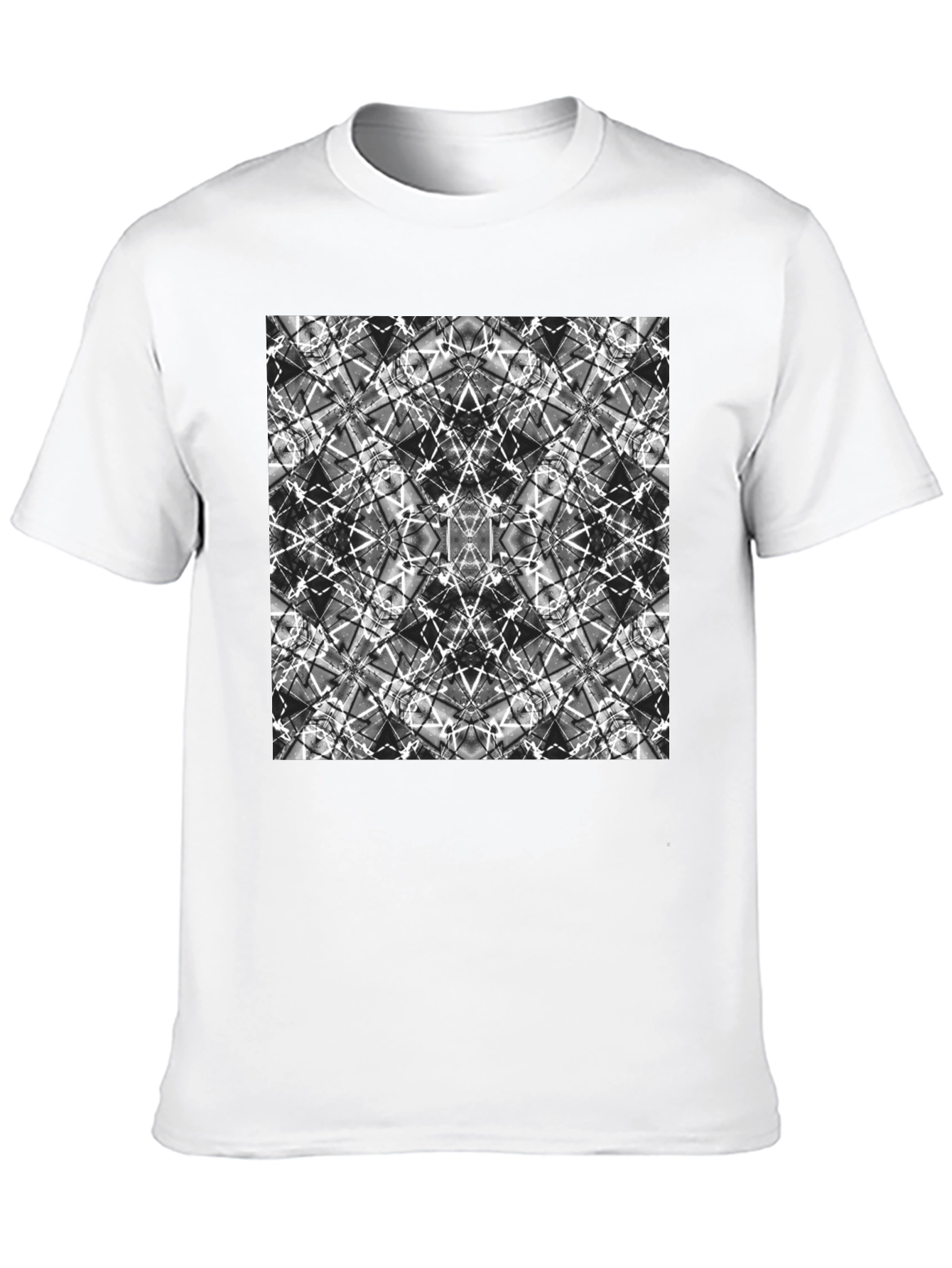 Black Abstract Geometric Print Black T-Shirt view 10