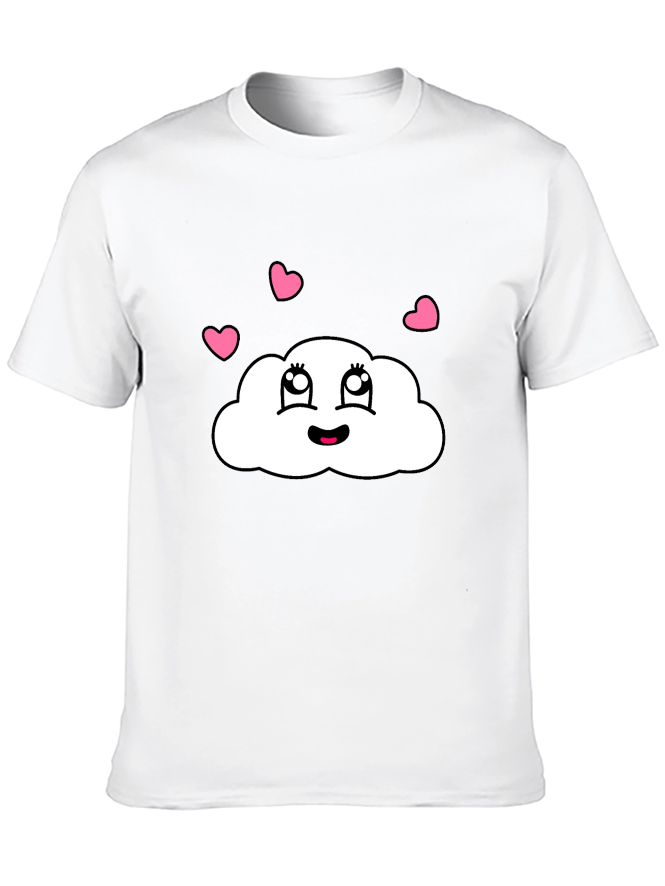 Black Cute Cloud T-Shirt - Black Cotton Tee with Heart Detail view 10