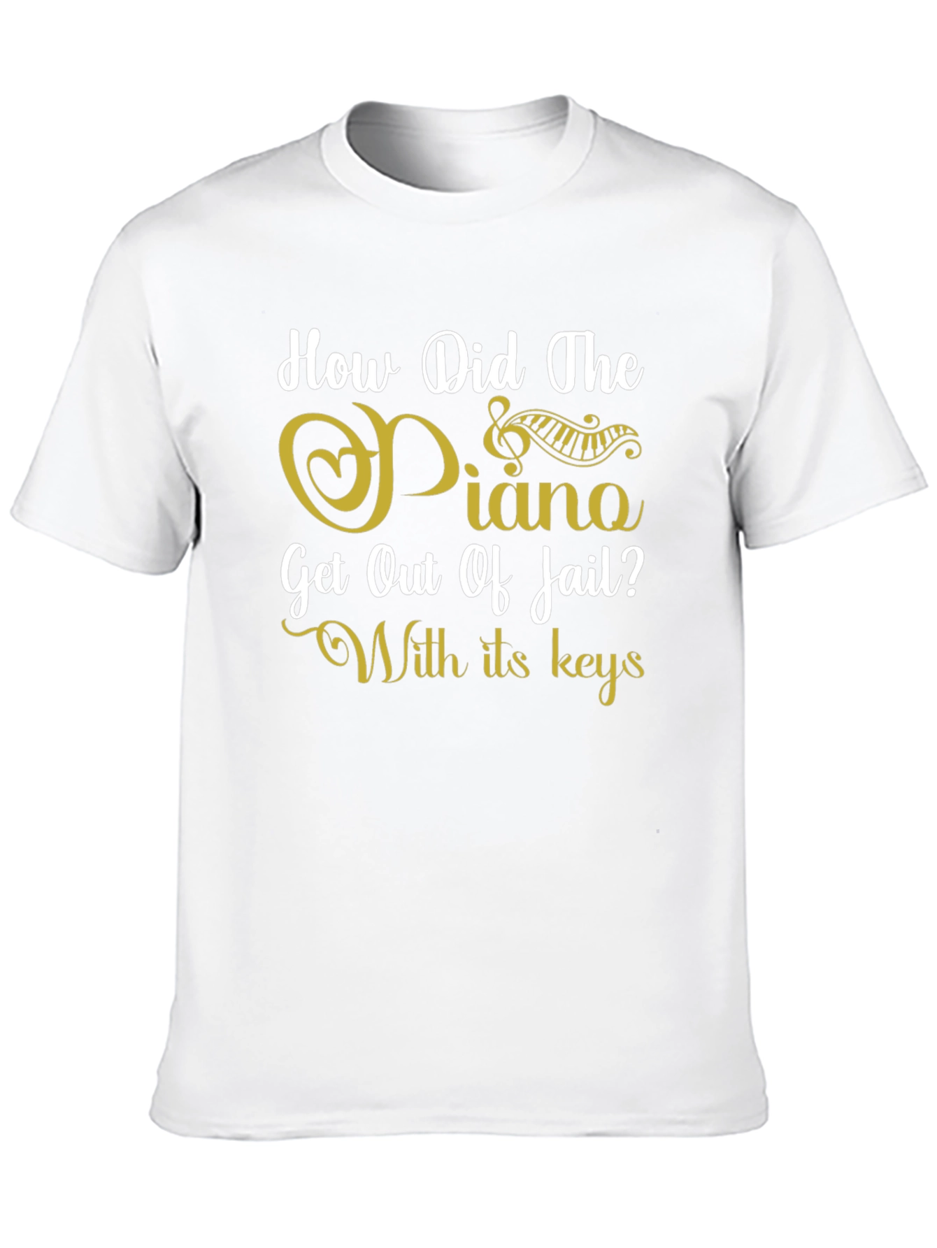 Black Piano Pun T-Shirt - 'How Did The Piano Get Out of Jail?' view 10