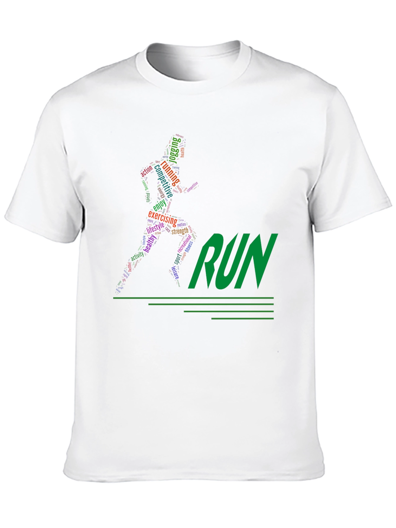 Black Run Word Art Graphic Tee view 10