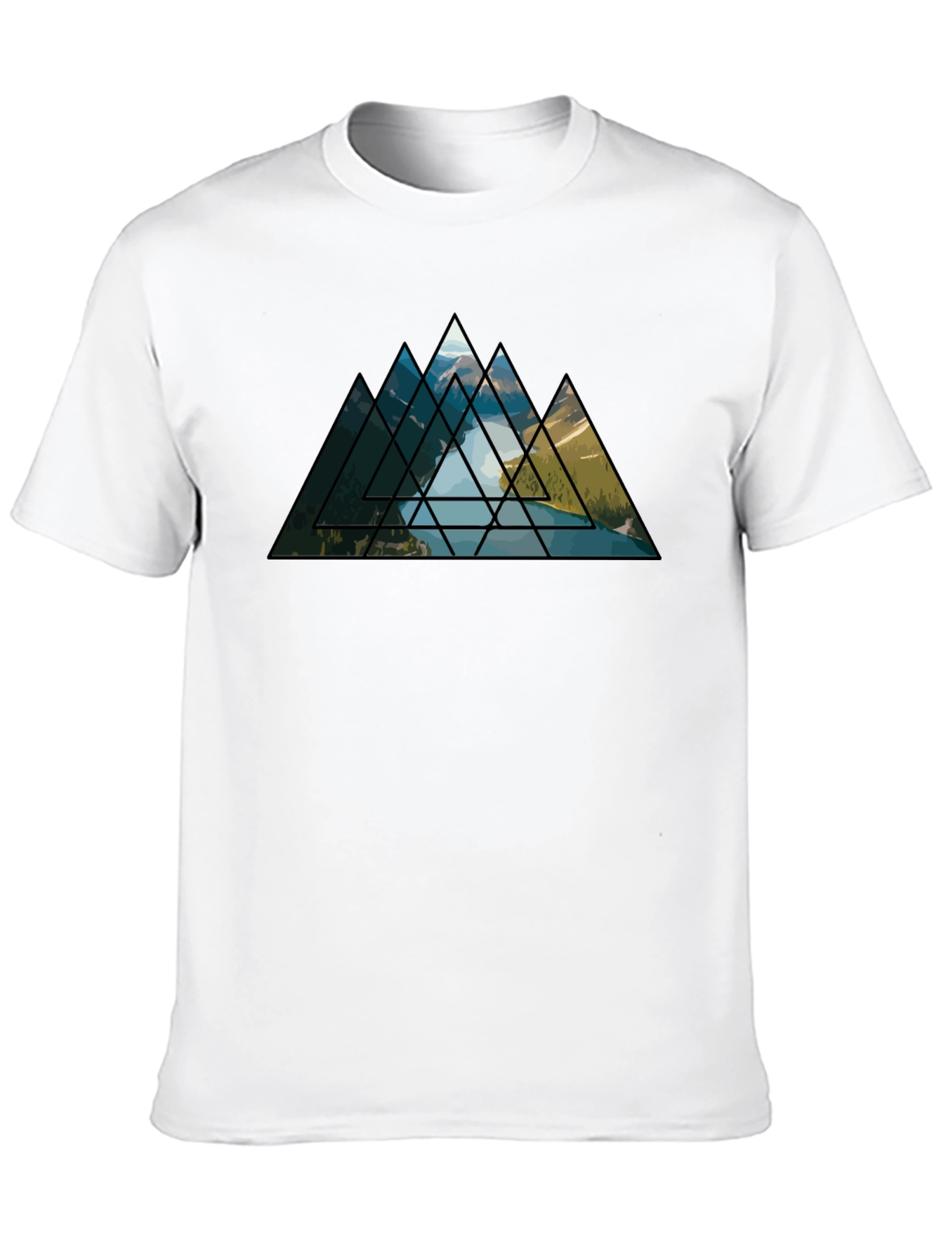 Black Geometric Mountainscape Graphic Tee view 10