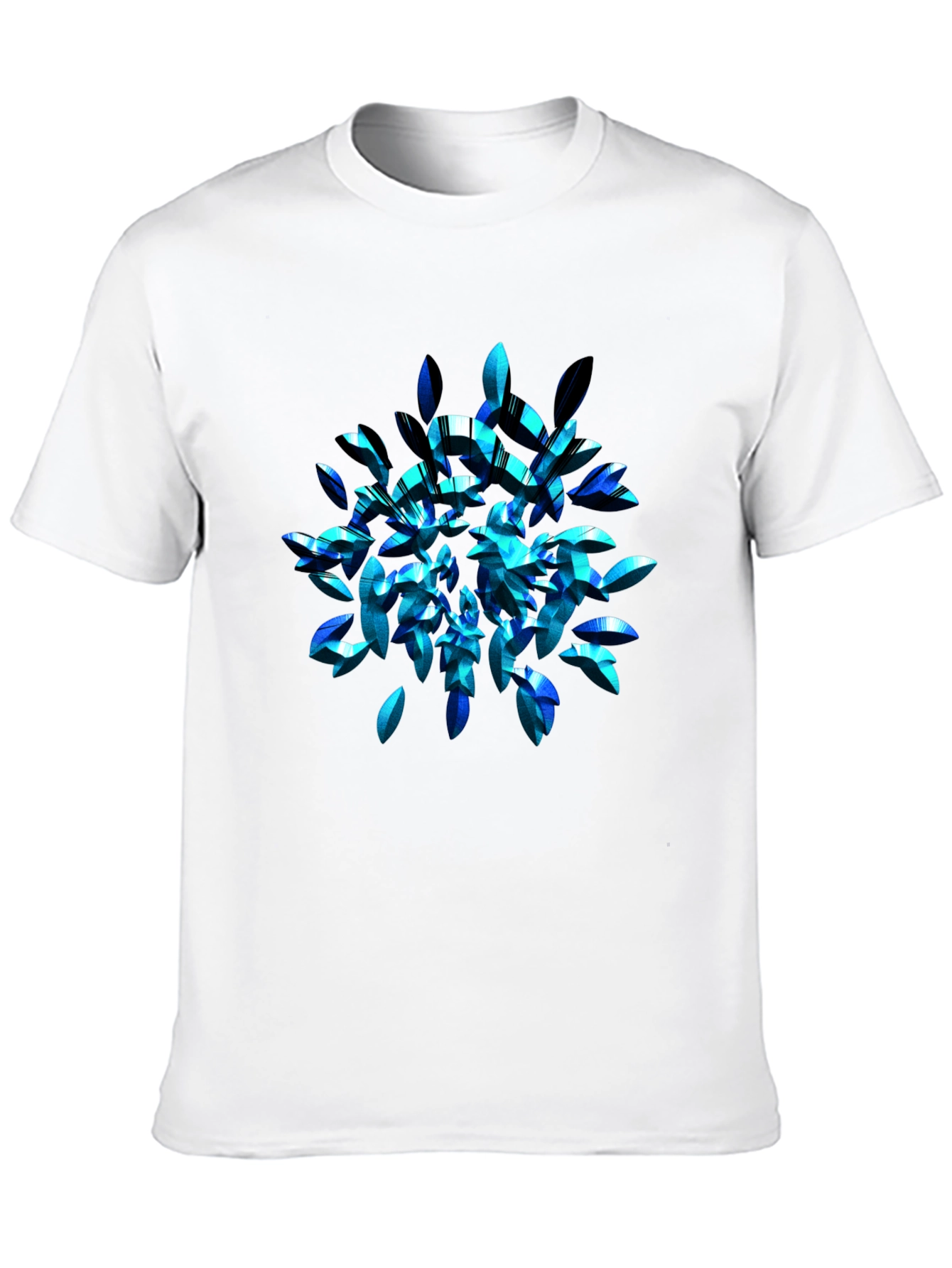 Black Abstract Blue Leaf T-Shirt - Modern Graphic Tee view 10