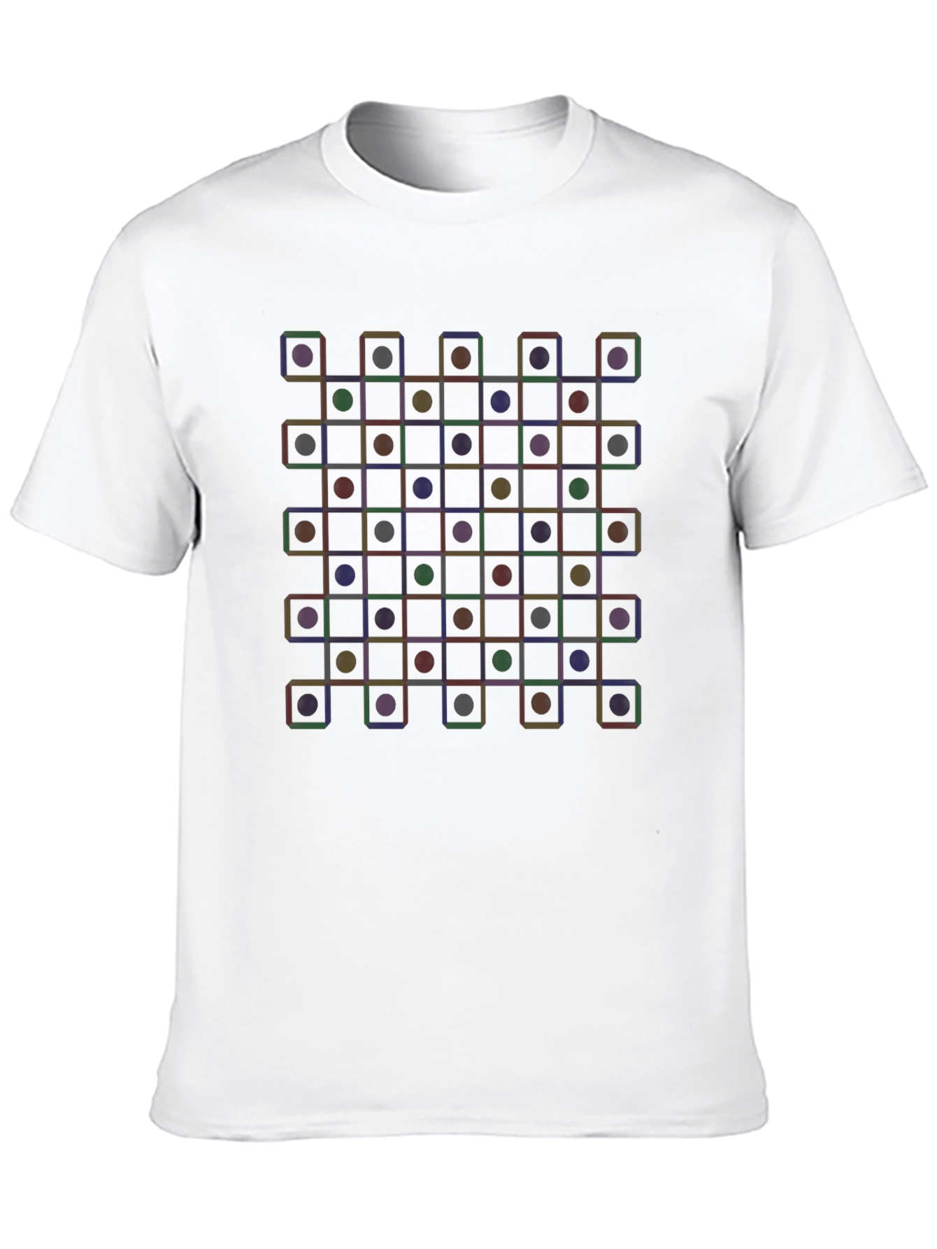 Black Geometric Circle & Square Grid T-Shirt - Modern Abstract Tee view 10