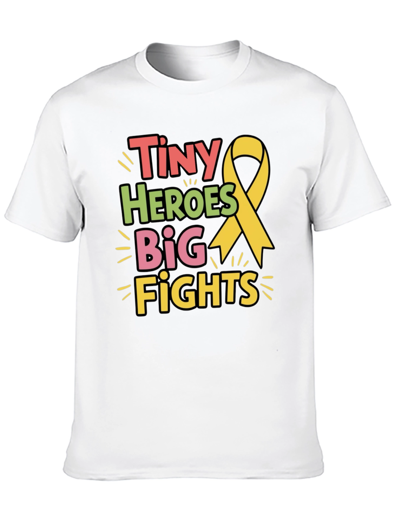Black Tiny Heroes Big Fights T-Shirt - Childhood Cancer Awareness view 10