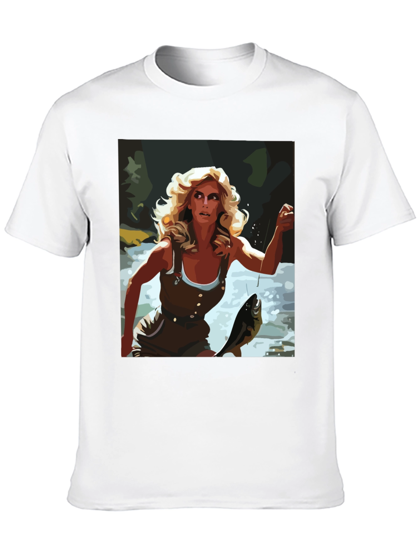 Black Fishing Woman Graphic Tee - Black Casual Shirt view 10