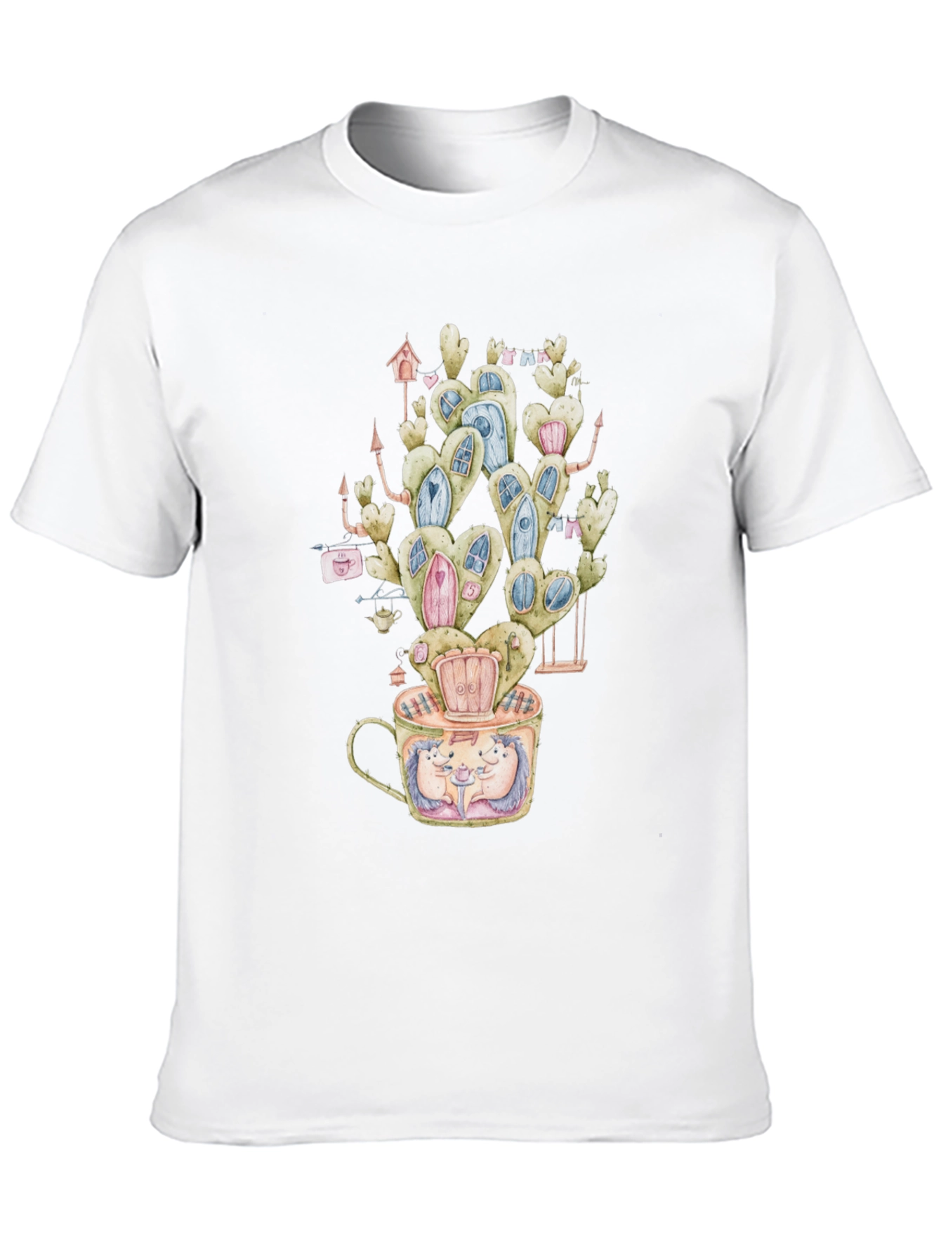 Black Whimsical Hedgehog Cactus Tee view 10