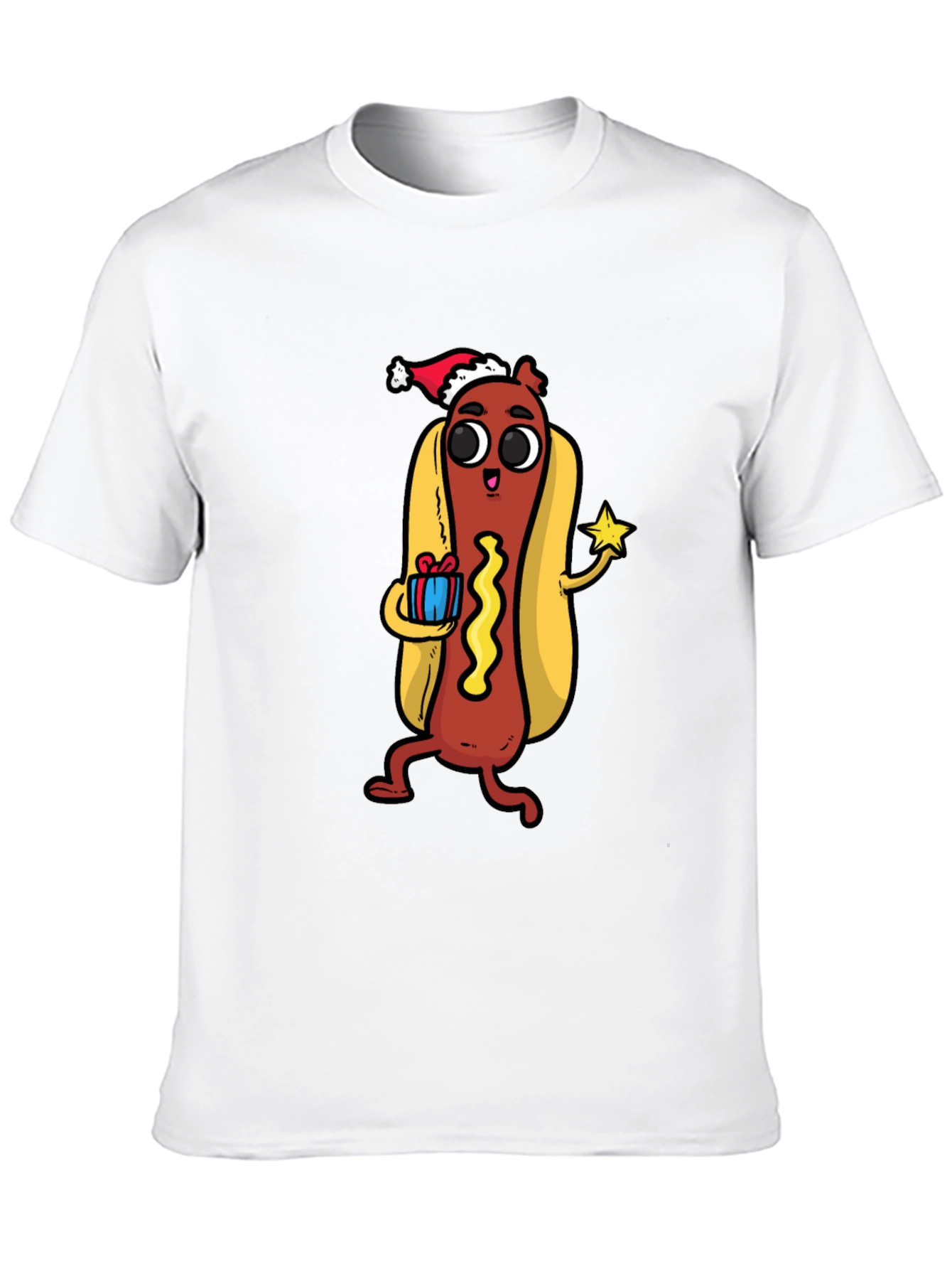 Black Festive Hot Dog Graphic Tee - Holiday Fun! view 10