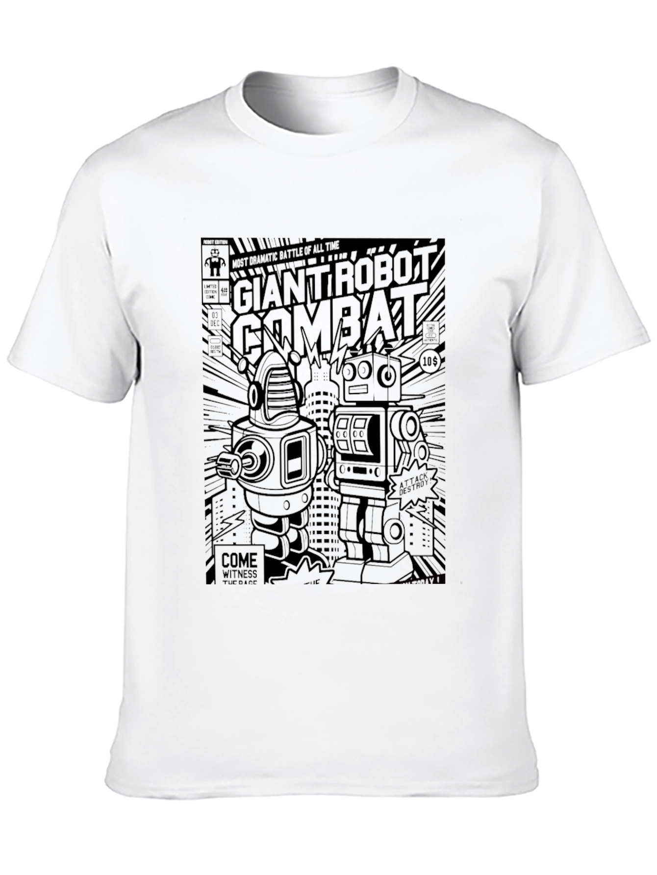 Black Giant Robot Combat T-Shirt view 10
