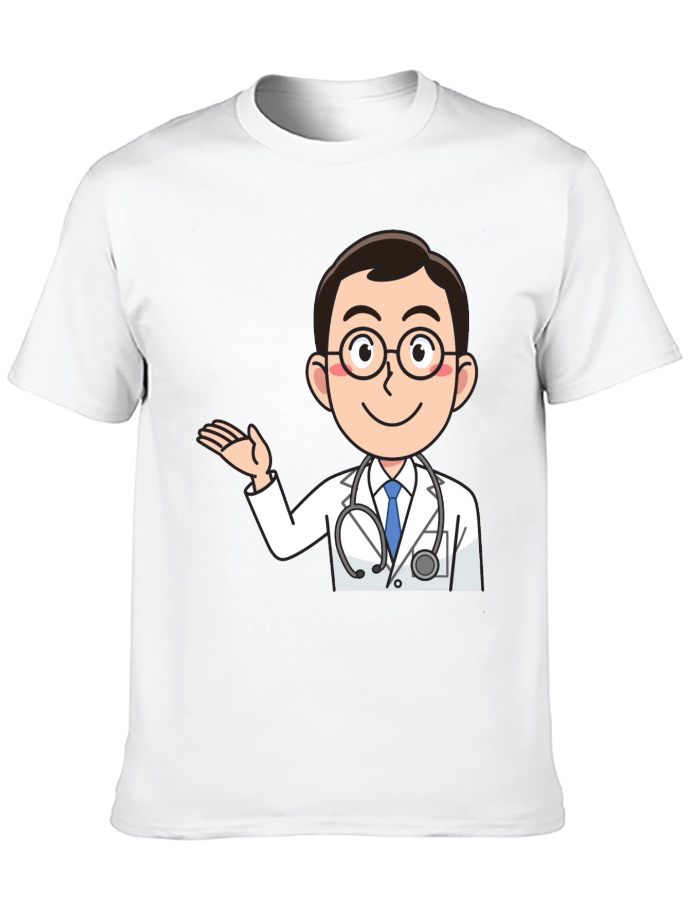 Black Cartoon Doctor Graphic T-Shirt - Black Cotton Tee view 10