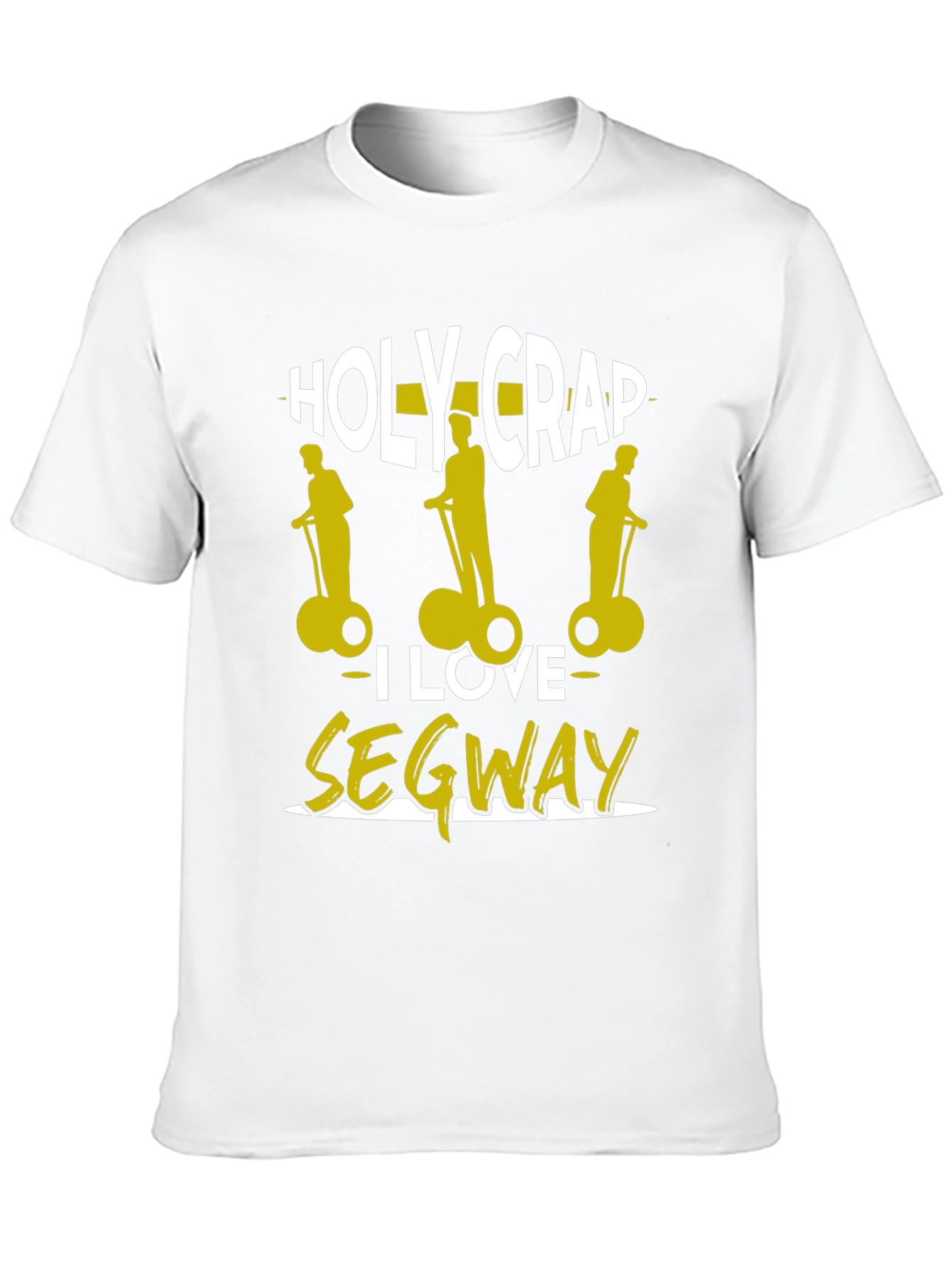 Black Holy Crap I Love Segway T-Shirt - Black Cotton Tee view 10