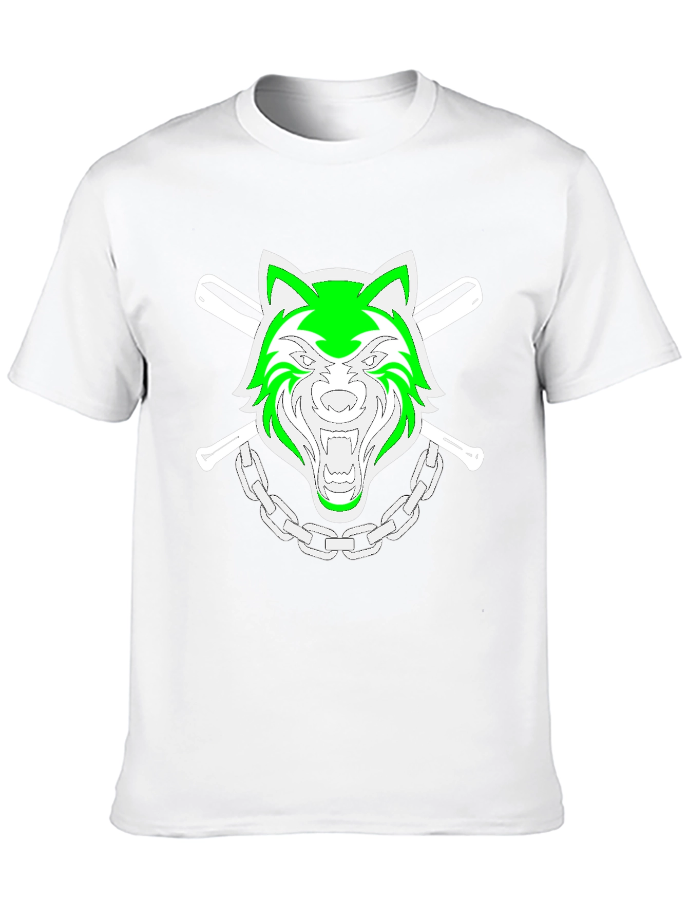 Black Green Wolf Graphic Black T-Shirt view 10