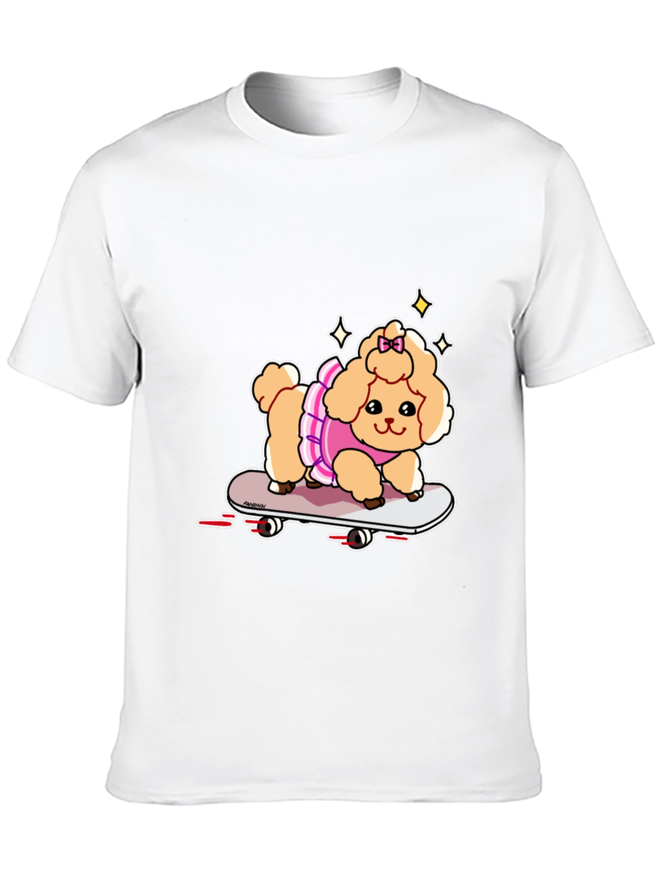 Black Cute Skateboard Poodle T-Shirt view 10