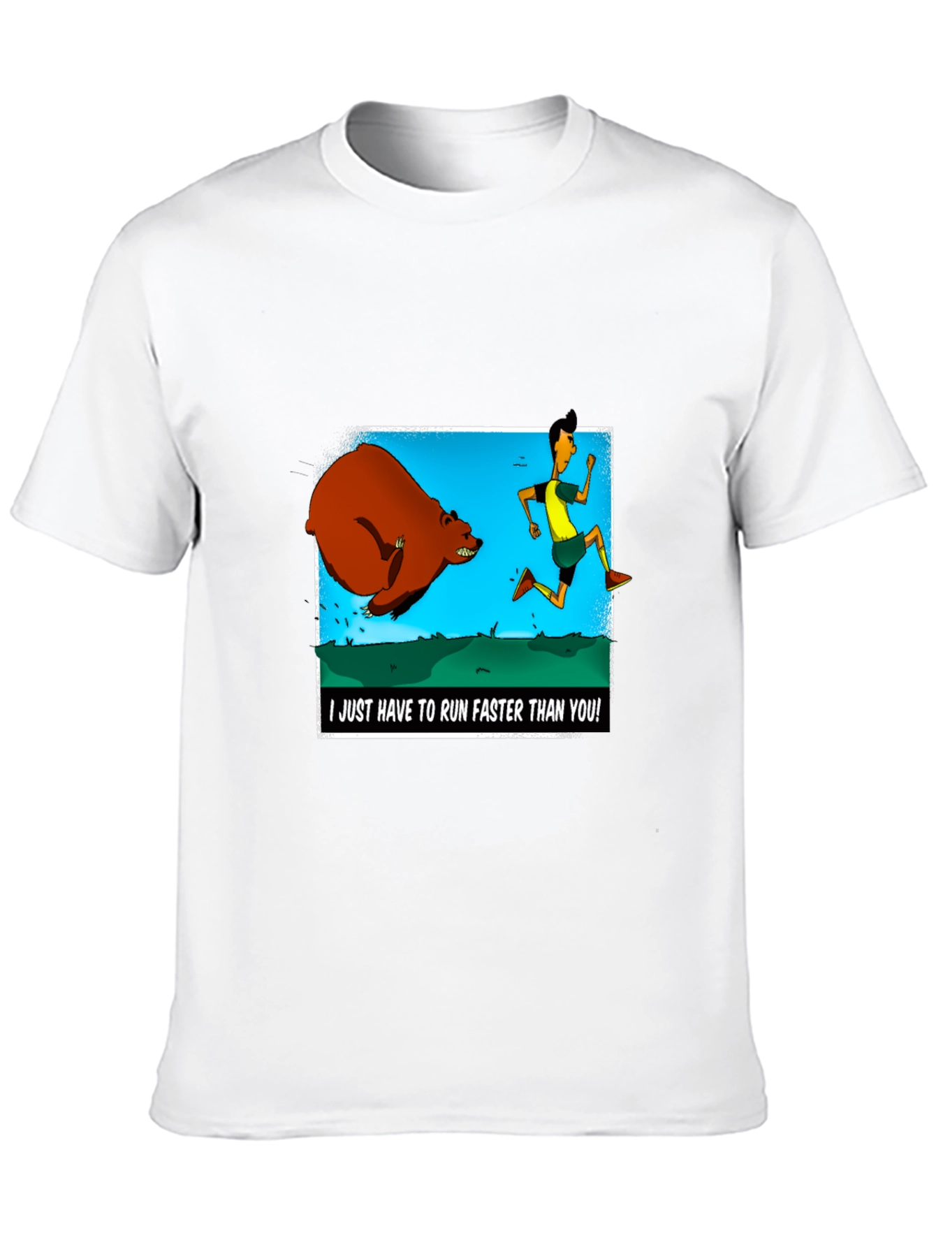 Black Run Faster Than You T-Shirt: Bear Chase Graphic Tee view 10