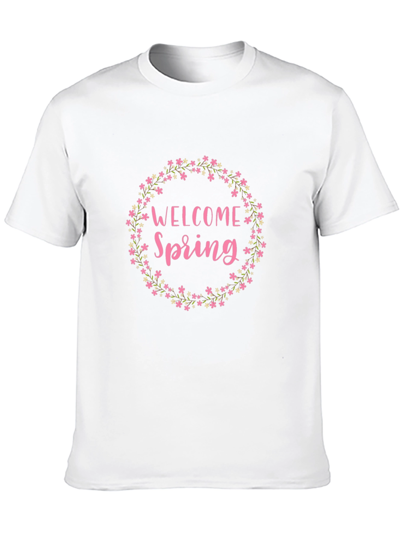 Black Welcome Spring Floral Wreath Graphic Tee view 10