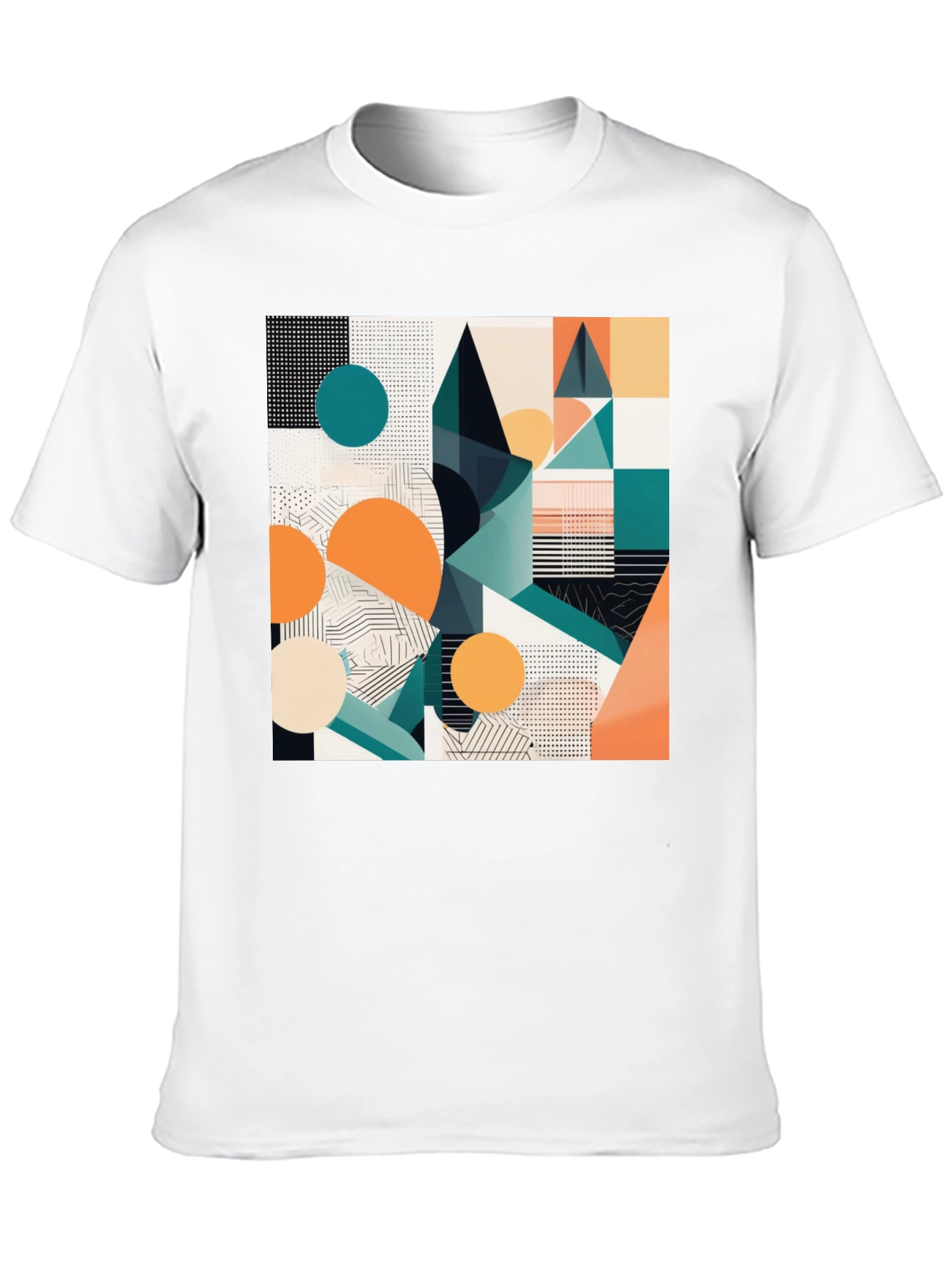 Black Abstract Geometric Print Black T-Shirt view 10