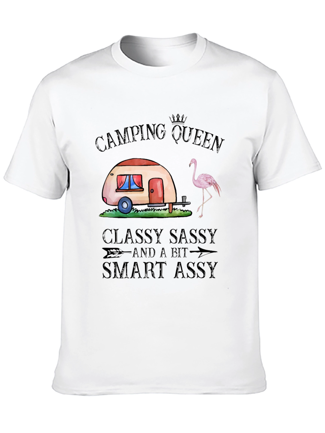 Black Camping Queen Graphic T-Shirt, Classy Sassy Smart Assy view 10