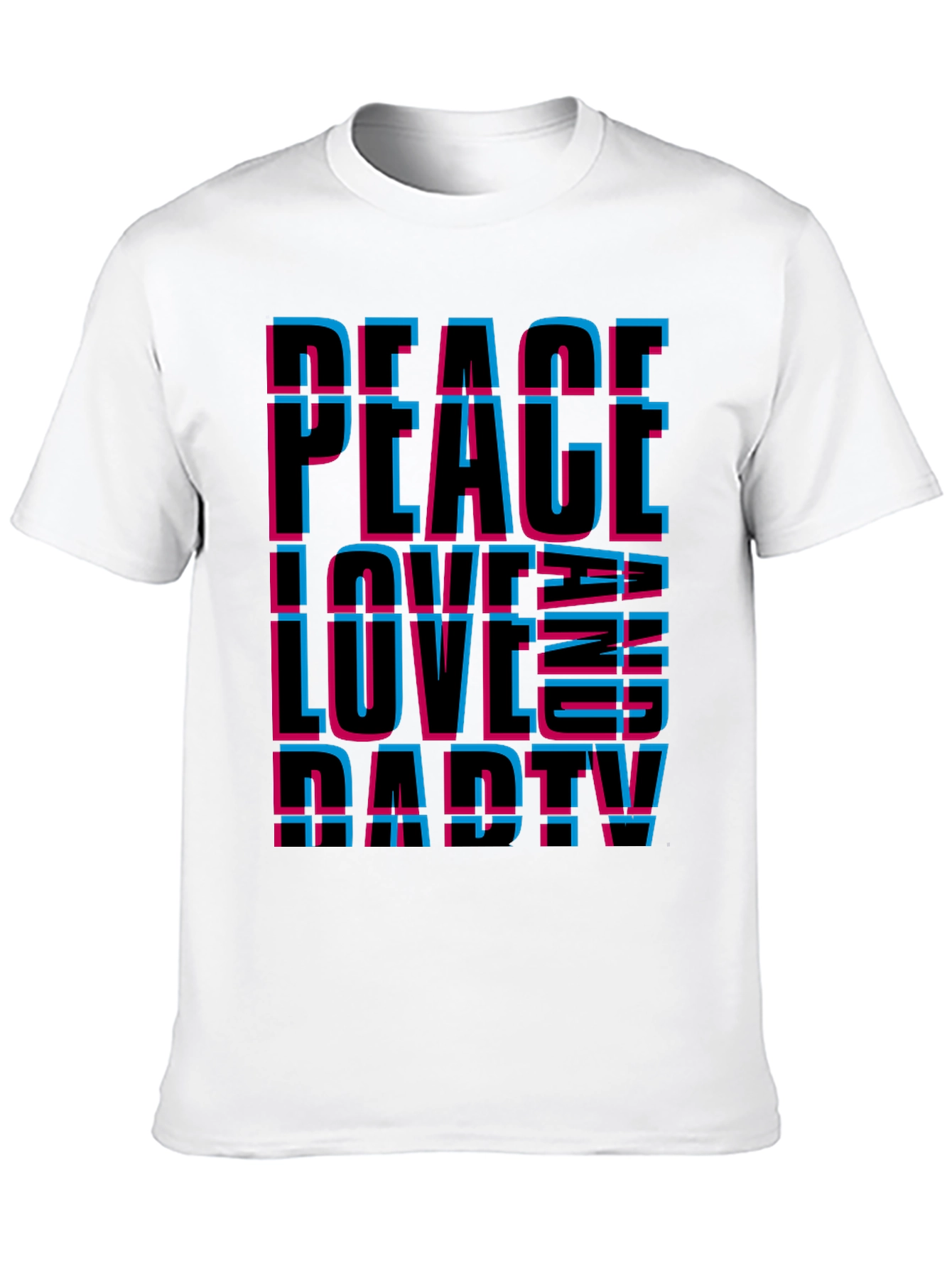 Black Peace Love Party Graphic Tee - Black Casual T-Shirt view 10