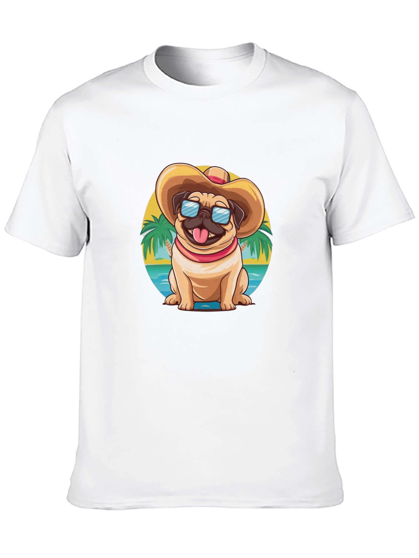 Black Pug Beach T-Shirt - Summer Dog Tee view 10